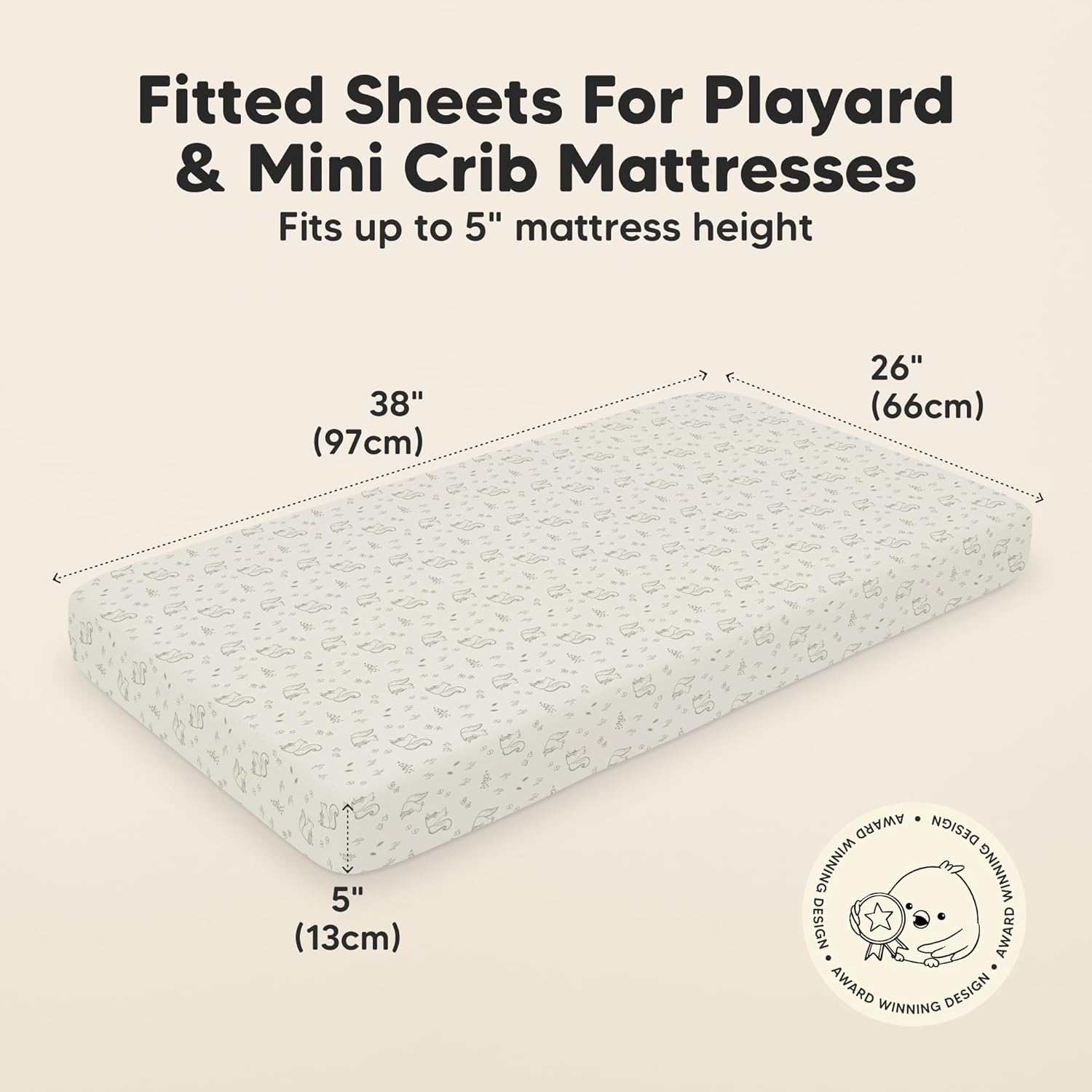2-Pack Mini Crib Sheets Fitted - 38x26 Pack N Play Sheets for Pack and Play Mattress, Organic Cotton, Soft & Breathable Playard Bedding, Neutral Mini Toddler Bed Cover for Boys, Girls (Pine Grove)