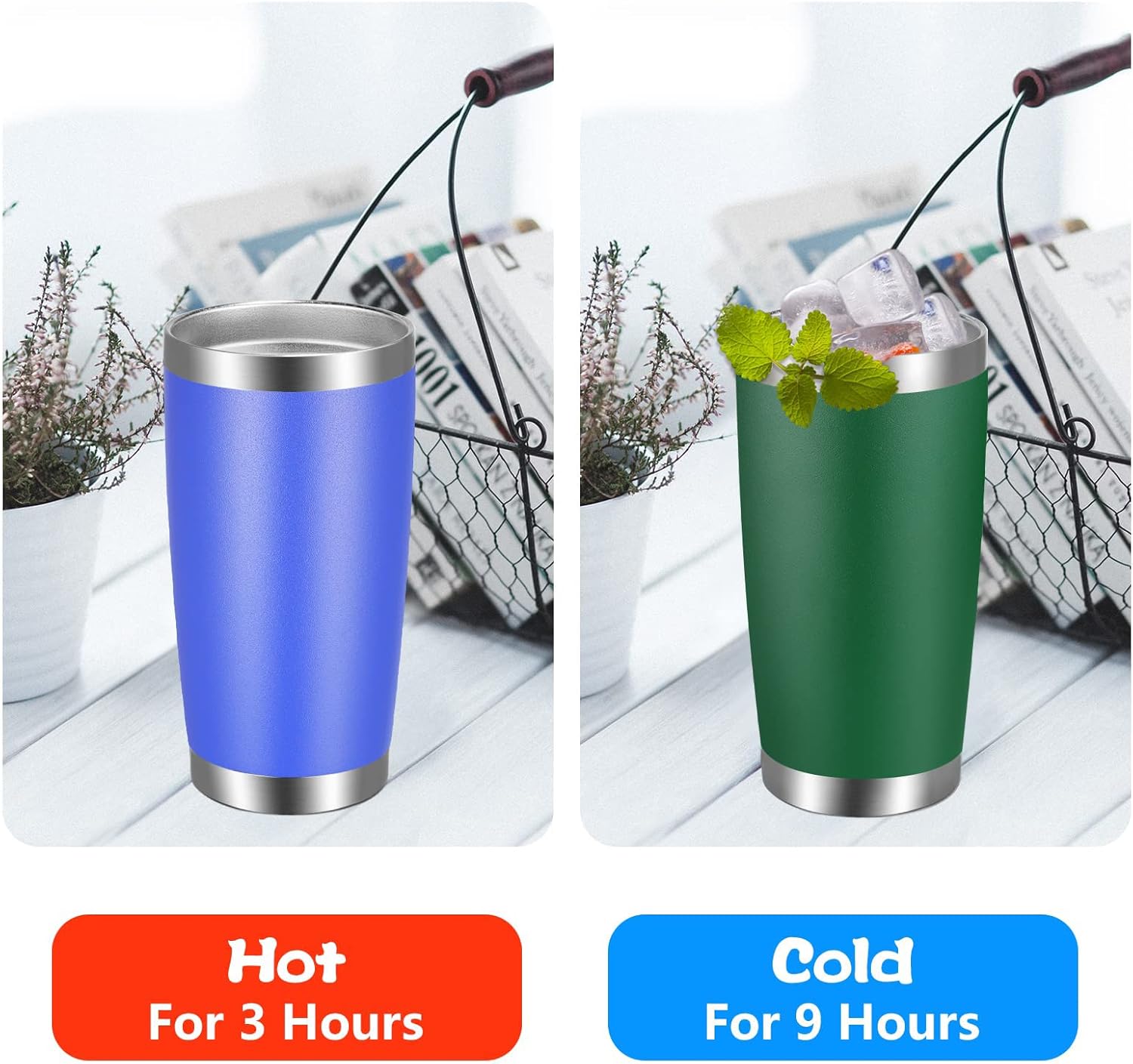 VEGOND 20oz Tumbler with Lid and Straw Stainless Steel Tumbler Cup Bulk Vacuum Insulated Double Wall Travel Coffee Mug Powder Coated Coffee Cup(Powder Green 12 Pack)