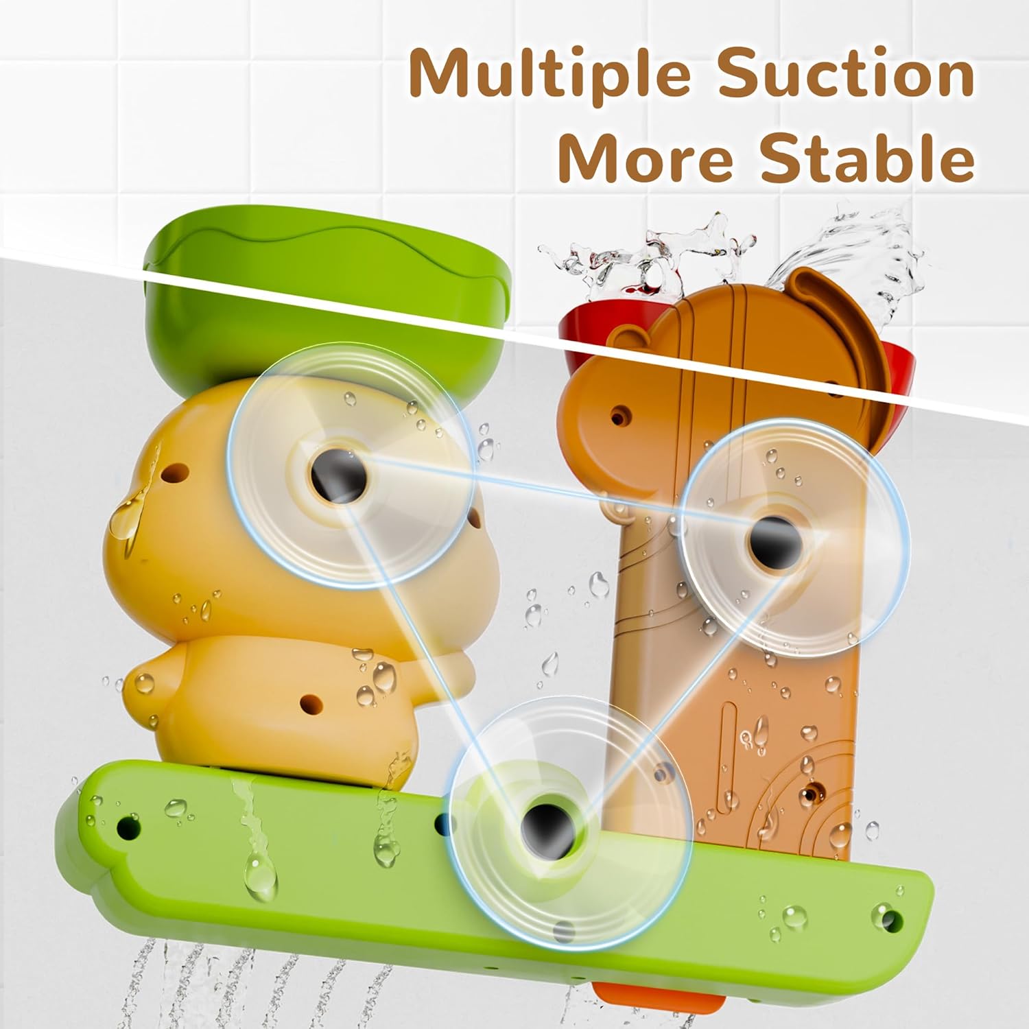 iPlay, iLearn Bath Toys for Toddlers 1-3, Baby Waterfall Bathtub Toy W/ Suction Cup, Kids Bath Tub Shower Playset, Infant Bathtime Fun Summer Pool Birthday Gift 18 24 Month, 2-4, 3-5 Year Old Girl Boy