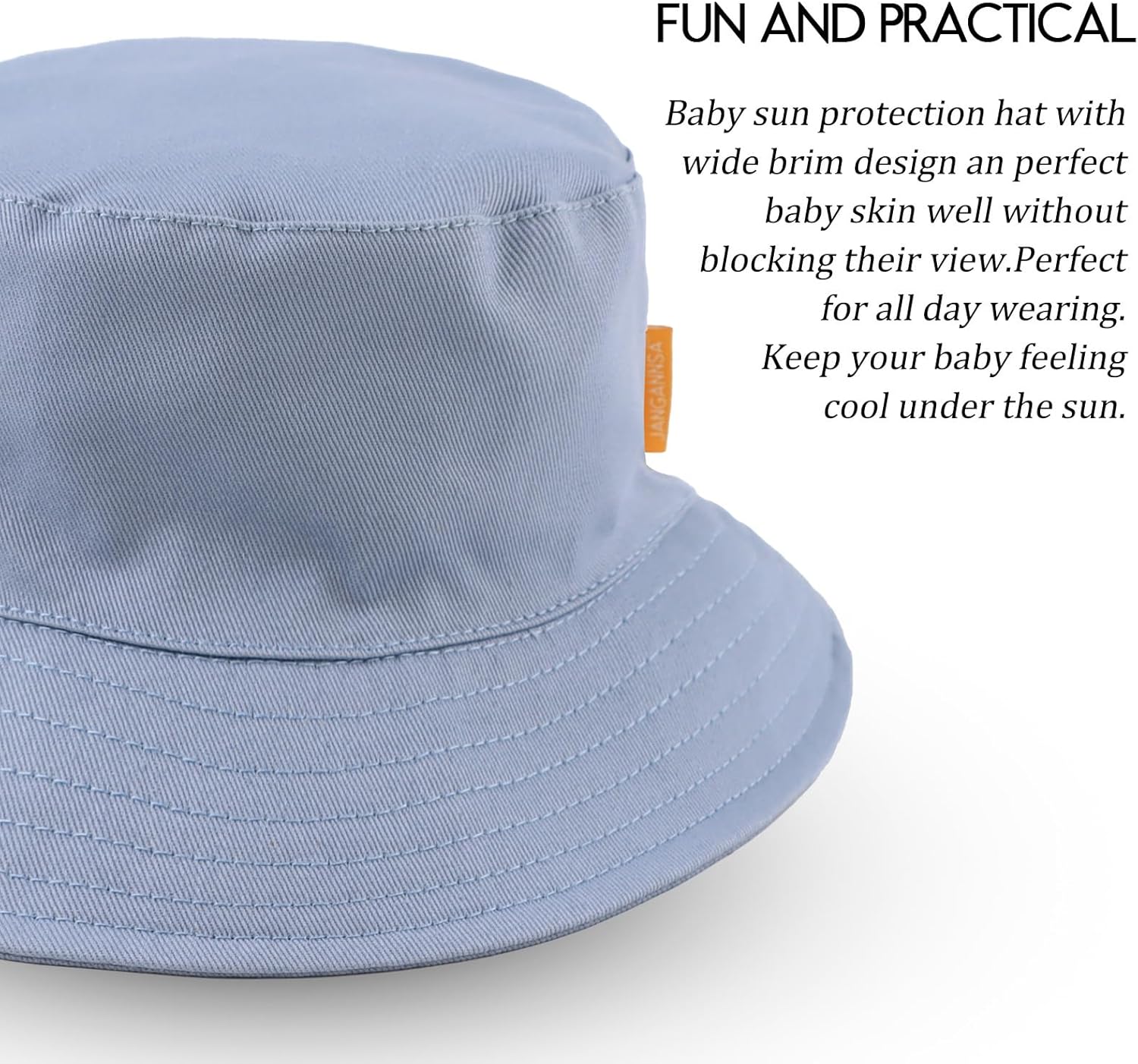 JANGANNSA Cotton Baby Sun Hat Infant Toddler Boys Girls Bucket Hats Summer Sun Protection Kids Beach Caps