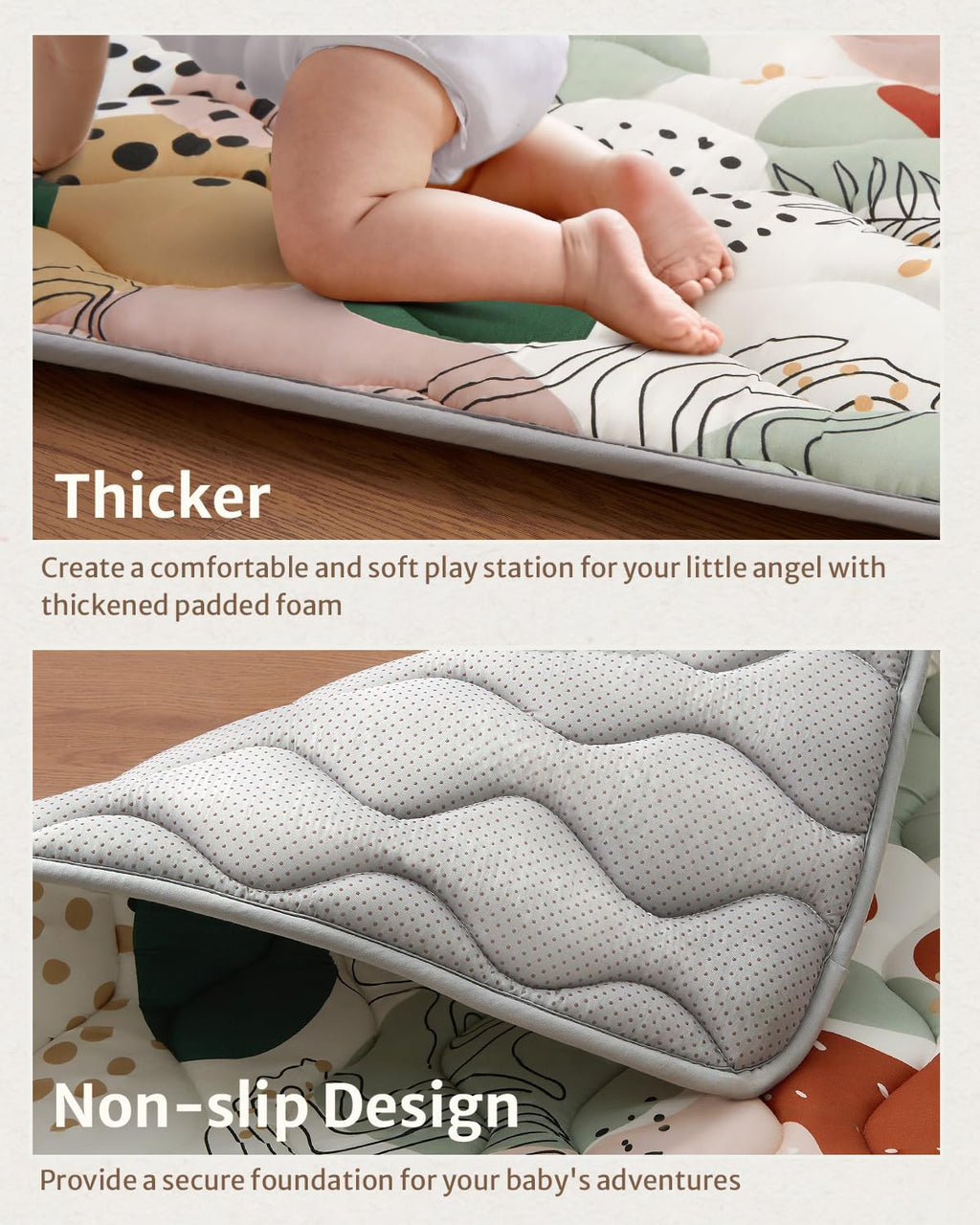 Blissful Diary Baby Play Mats for Floor, 47x47 Inch Playpen Mat, Thicken Padding Foam Playmate for Babies and Toddlers Infants, Modern Abstract