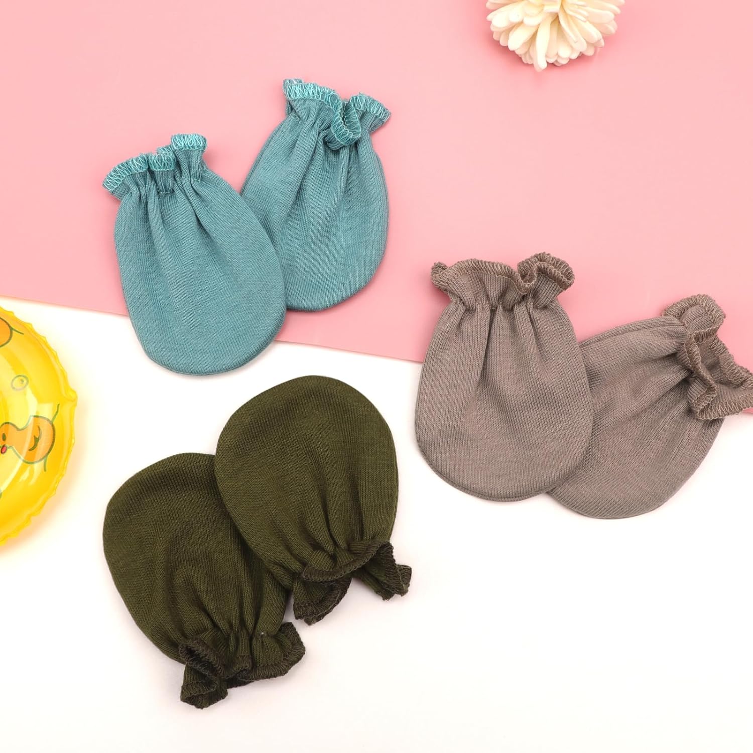 Newborn Baby Mittens No Scratch Cotton Elastic Wrist Gloves Infant Toddler Mittens for Baby Boy Girl 0-6 Months