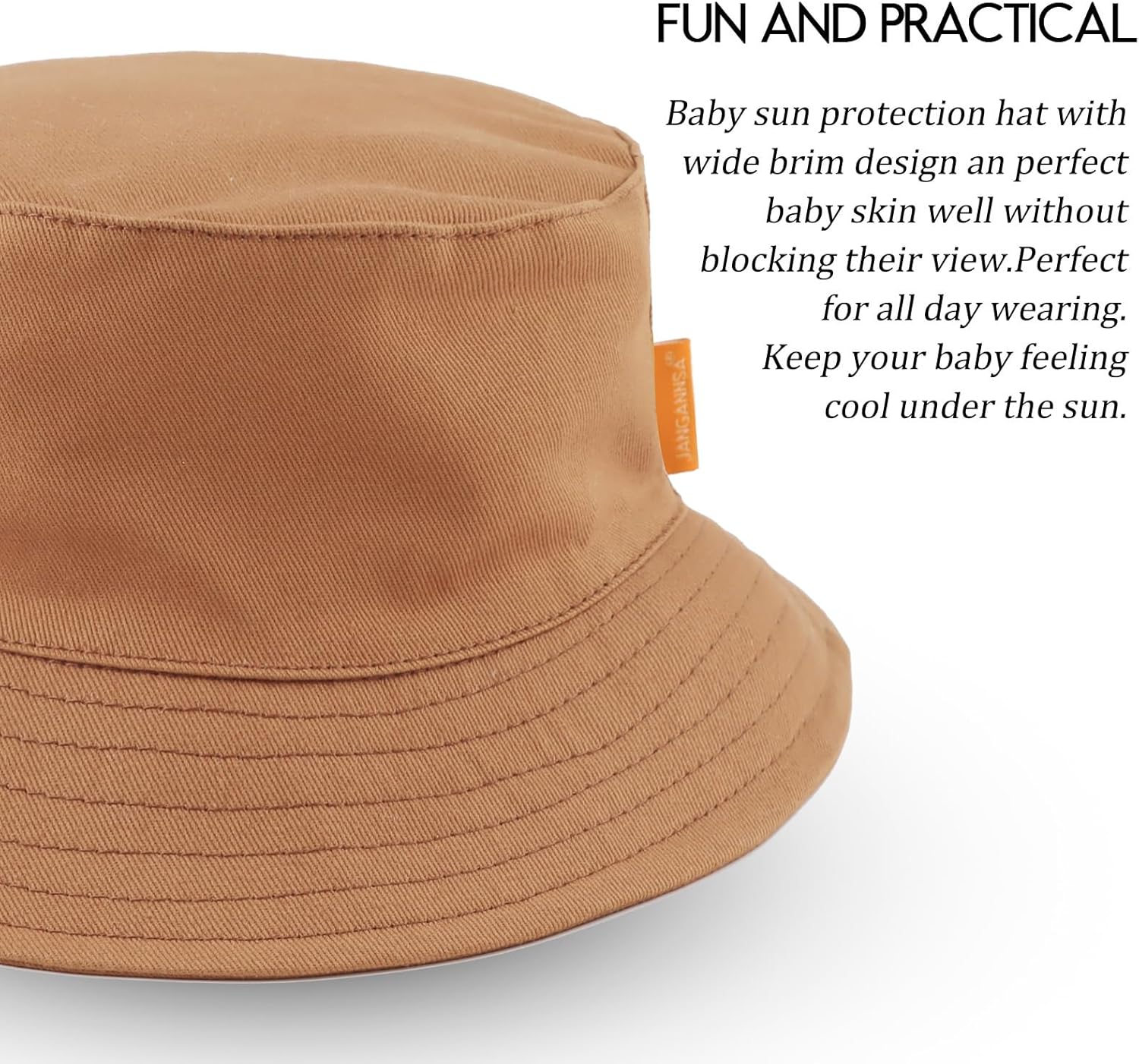 JANGANNSA Cotton Baby Sun Hat Infant Toddler Boys Girls Bucket Hats Summer Sun Protection Kids Beach Caps
