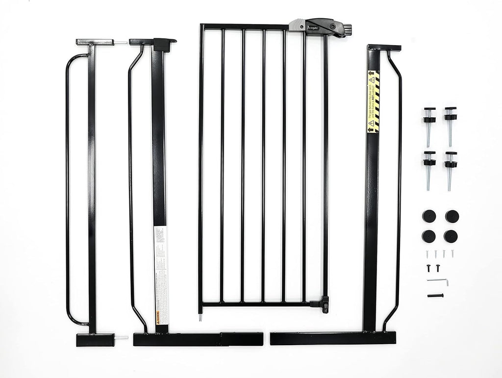Regalo Easy Step Extra Tall Walk Thru Baby Gate, Bonus Kit, Includes 4-Inch Extension Kit, Pressure Mount Kit and Wall Cups and Mounting Kit, Black, 4 Count (Pack of 1)