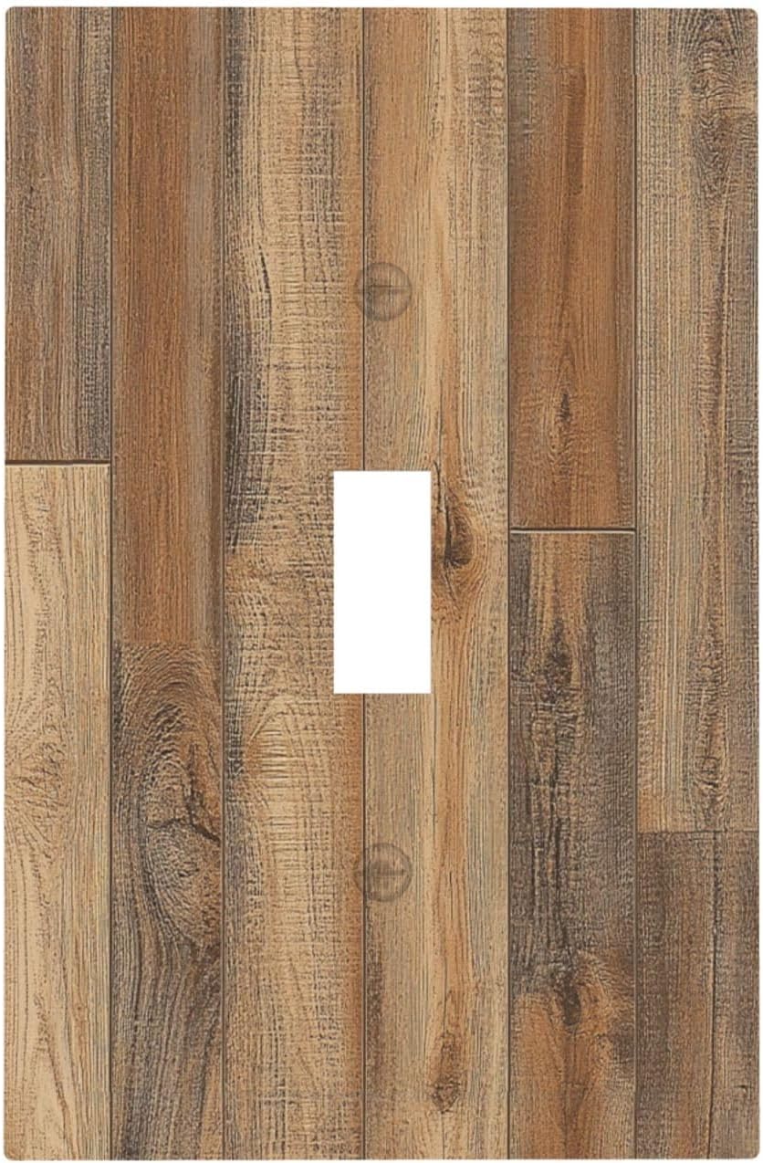 Decorative Light Switch Cover Retro Rustic Brown Wood Grain 1 Gang Single Toggle Device Electrical Faceplate Switchplates Decorator Outlet Wall Plate For Farmhouse Cabin Decor