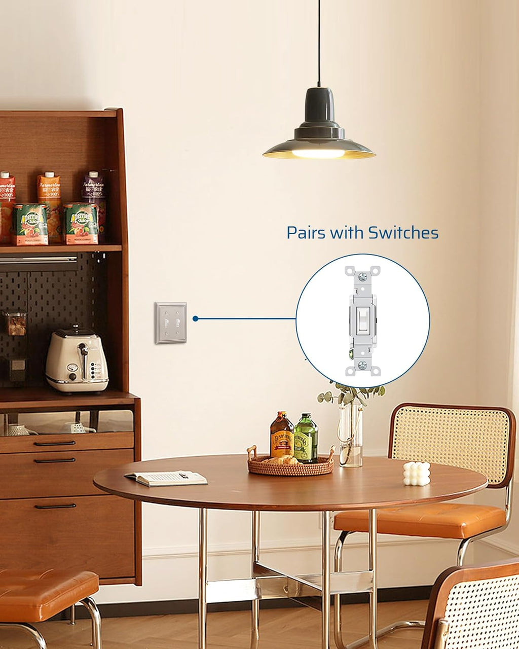 DEWENWILS Double Toggle Wallplates, Brushed Nickel Light Switch Covers, Heavy Duty Matel Material, Pack of 2