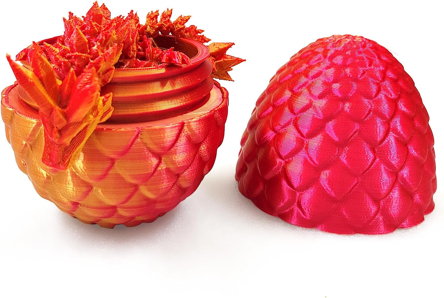 3D Printed Dragon in Egg with Dragon Inside,Dragon Surprise Egg,Flexible Joints Home Office Dragon Decor Executive Desk Toys for Autism/ADHD,Crystal Dragon Eggs Fidget Toy (Laser Red)
