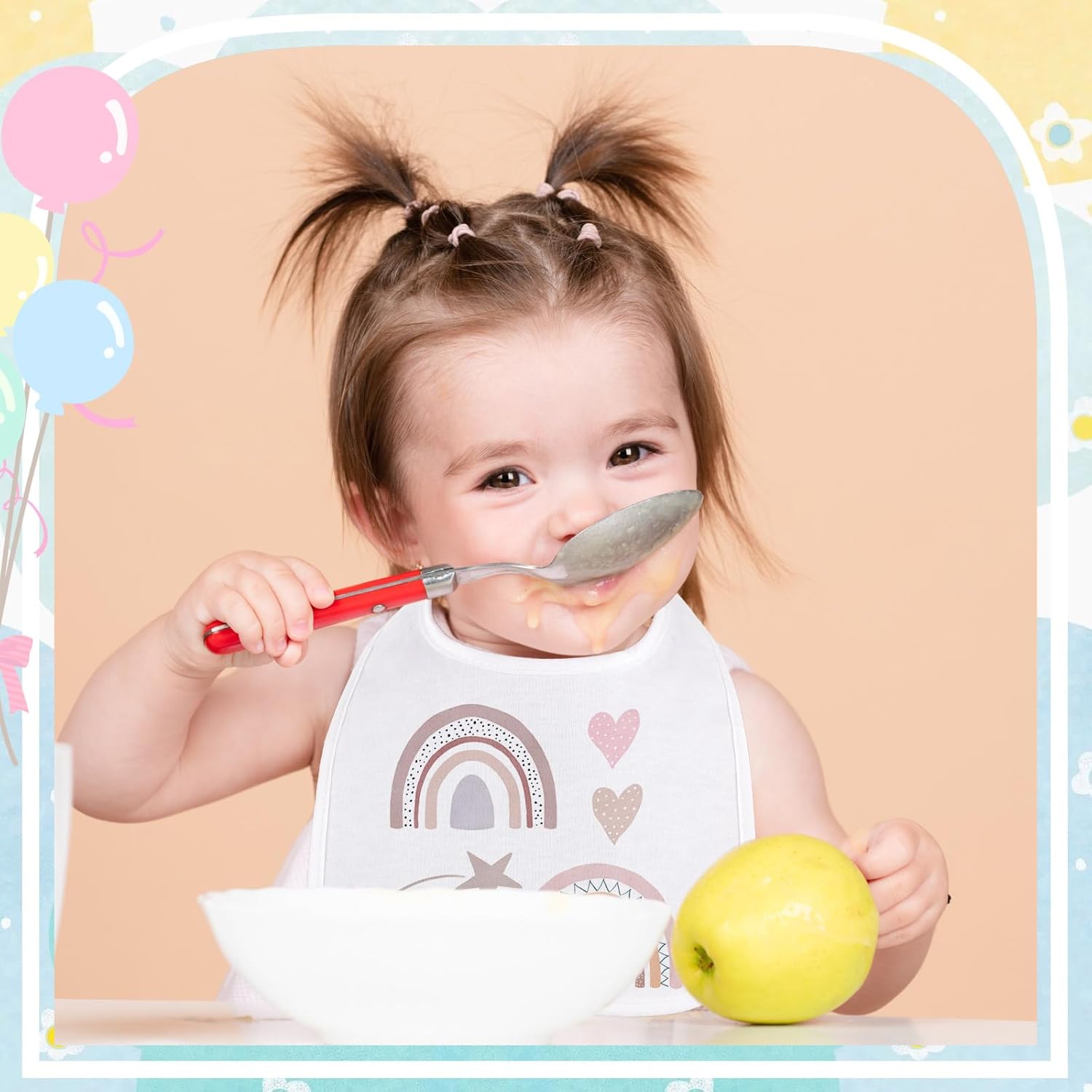 Toulite 10 Pcs White Bibs for Baby Washable Reusable Waterproof Cotton Feeder Bibs with Double Sided Design