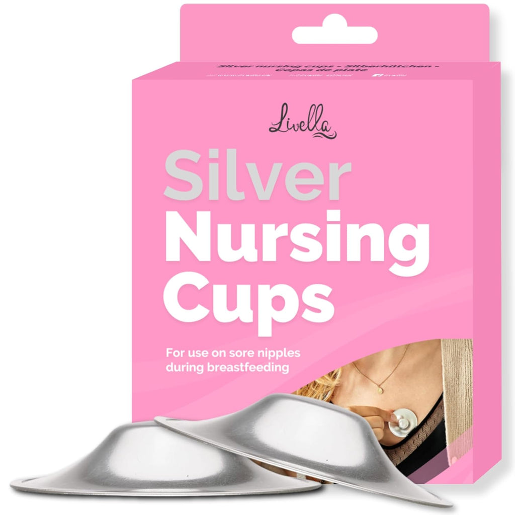 Original Silver Nursing Cups - Made in Germany with 999 Silver - Universal Fit - Protect and Soothe Sore Nipples - Silver Nipple Shields for Breastfeeding - FDA-Registered