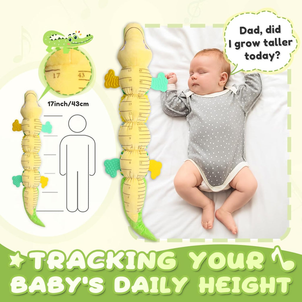 Baby Toys 0 to 12 Months, Musical Stuffed Animals Activity Soft Toy with Multi-Sensory Crinkle, Rattle and Textures, Infant Tummy Time Toys for Newborn Boys Girls, Crocodile, Green