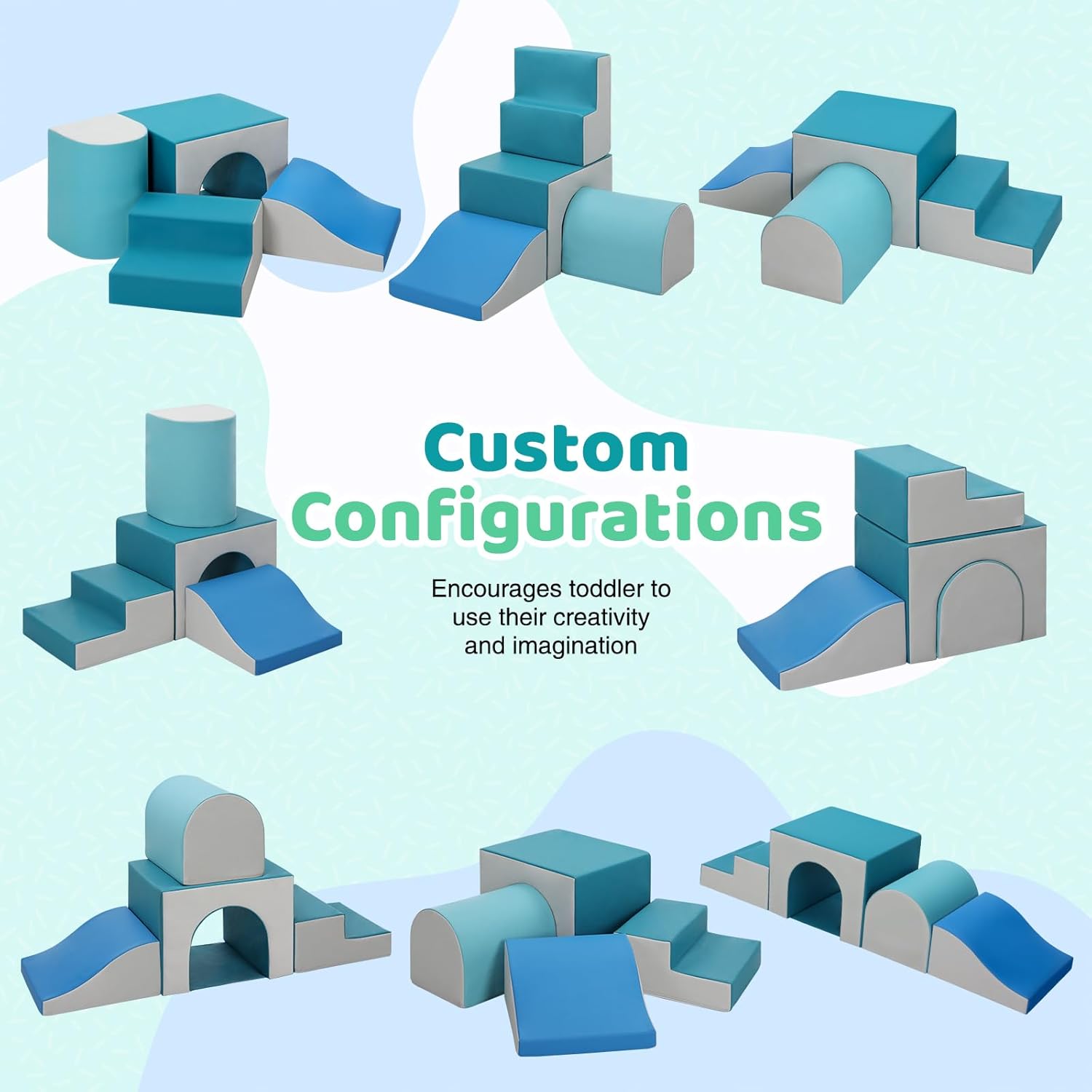 Sumbababy Foam Climbing Blocks for Toddlers: with a Tunnel - 4 PCS Foam Blocks - Kids Indoor Climbers Play Structures Play Gym Soft Climber with Slide and Stair Soft Playground Green