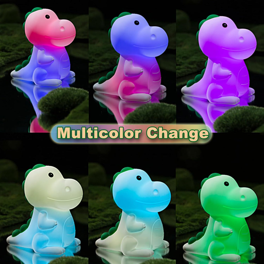 Night Light for Kids, Dinosaur Nightlight Kids Lamps for Bedrooms Boys, Cute Lights Dinosaur Gifts, Squishy Animal Lamp Rechargeable Baby Dino Night Light Silicone