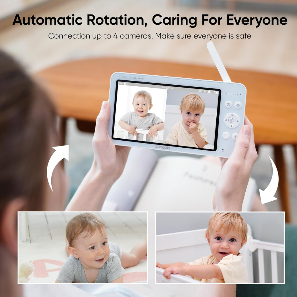 bonoch Add-on Baby Camera Unit for BBM01/ BBM03/ BBM05, 720p HD Video Baby Monitor Camera No WiFi, Security Split-Screen, Auto Night Vision, 4X Zoom, 2-Way Audio, Temperature Sensor, 8 Lullabies