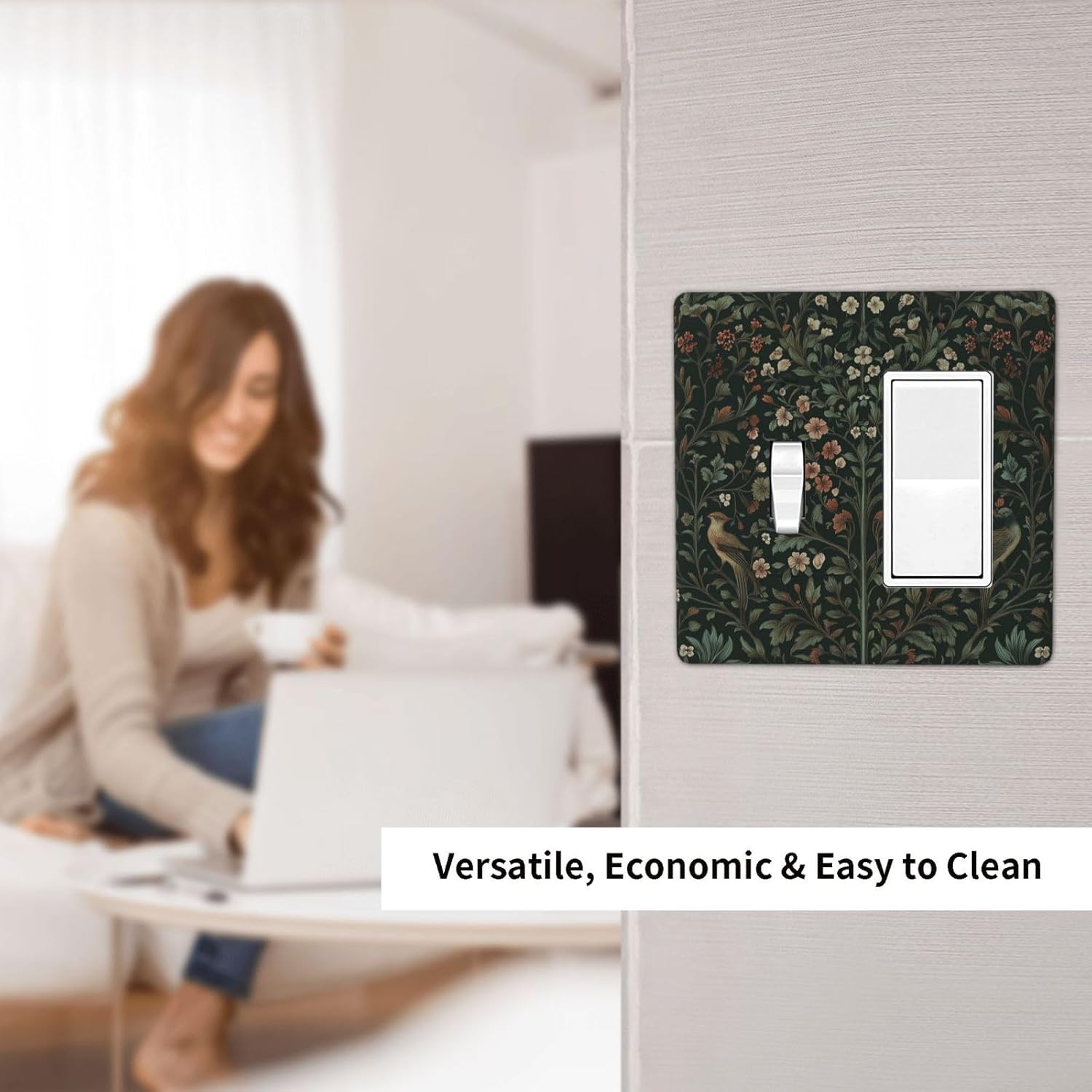 Outlet Covers Vintage Morris Colorful Flower Green Leaf 1 Toggle 1 Rocker Combination Decorative Wall Plate Electrical Switch Plates Light Switch Cover Plate For Bed Room Living Room Decor