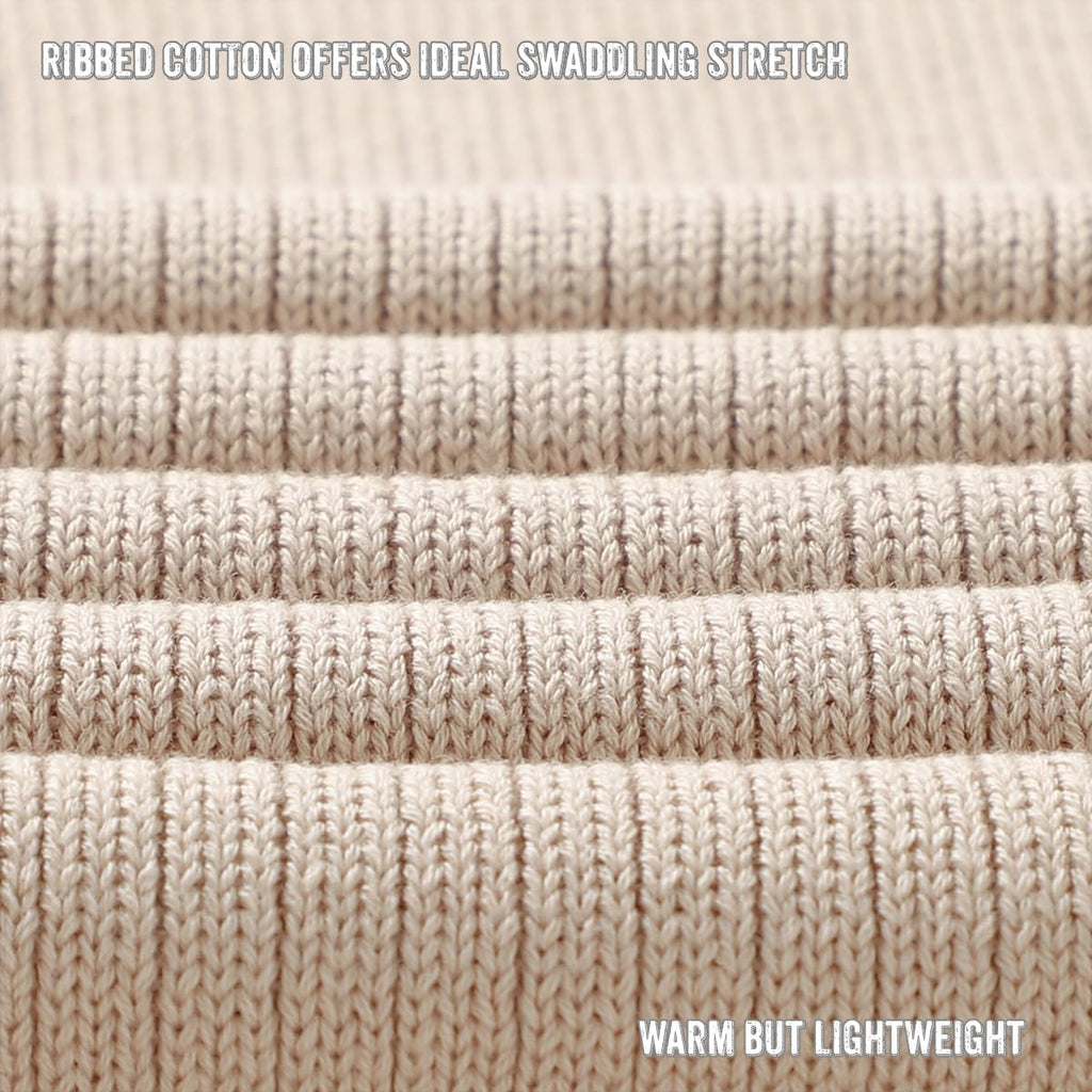 Organic Ribbed Swaddle Blanket for Boys & Girls - 100% Luxury Organic Soft Cotton Knit Warm Cozy Cuddle Stroller Crib Blanket for Newborns, Infants, & Toddlers (Oatmeal)