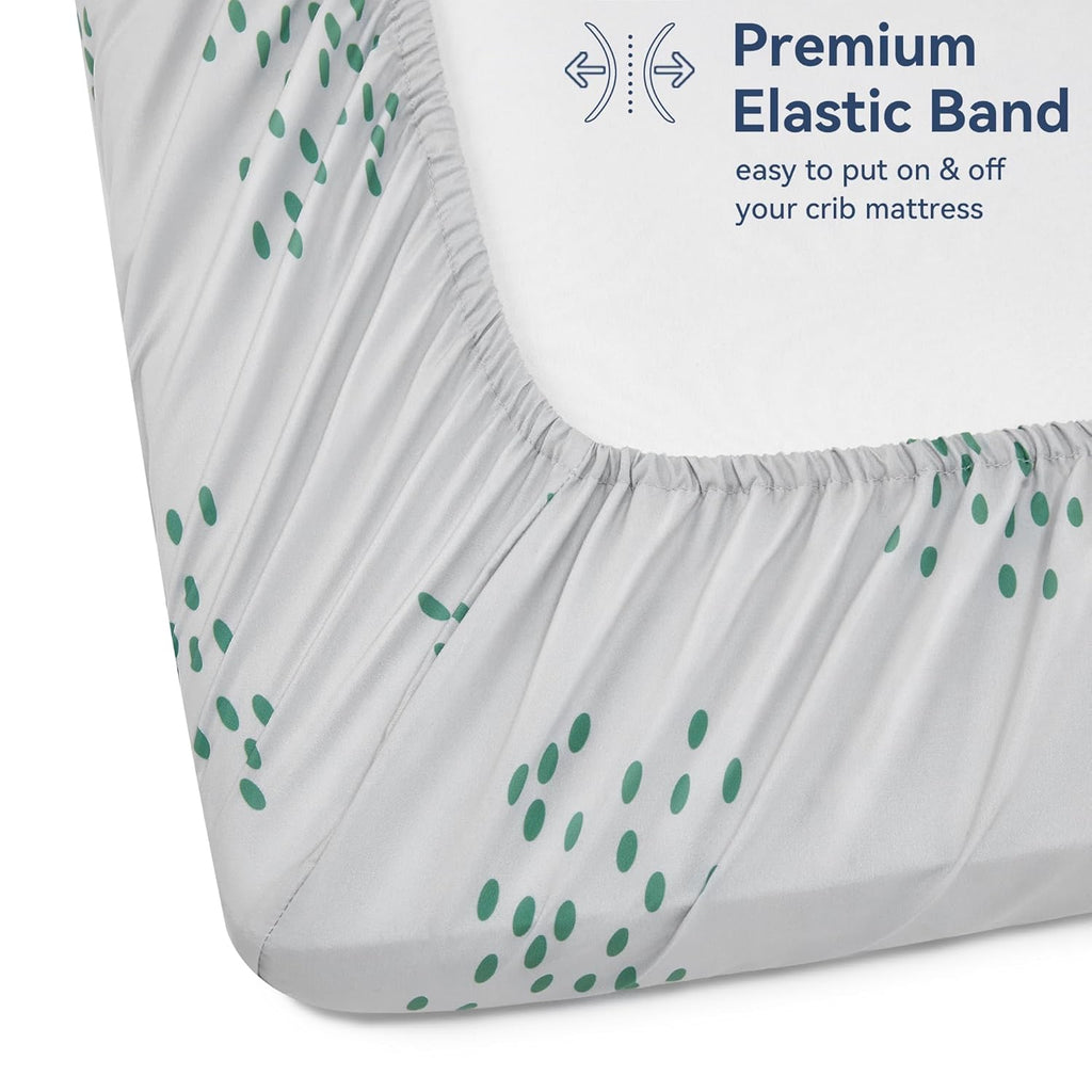 TILLYOU Baby Crib Sheets for Boys Girls, Super Soft Toddler Bed Sheets, 2 Pack Sheets for Standard Crib Mattress 28x52in, Green Giraffes