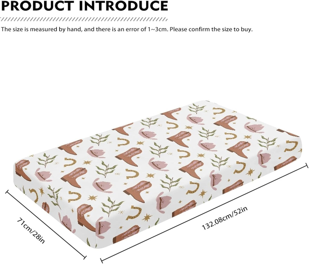 Western Pattern Design Fitted Crib Sheet Cowboy Style Baby Crib Sheet Fit Standard Crib and Toddler Mattress,Crib Mattress Sheets for Boys Girls 28"x52"