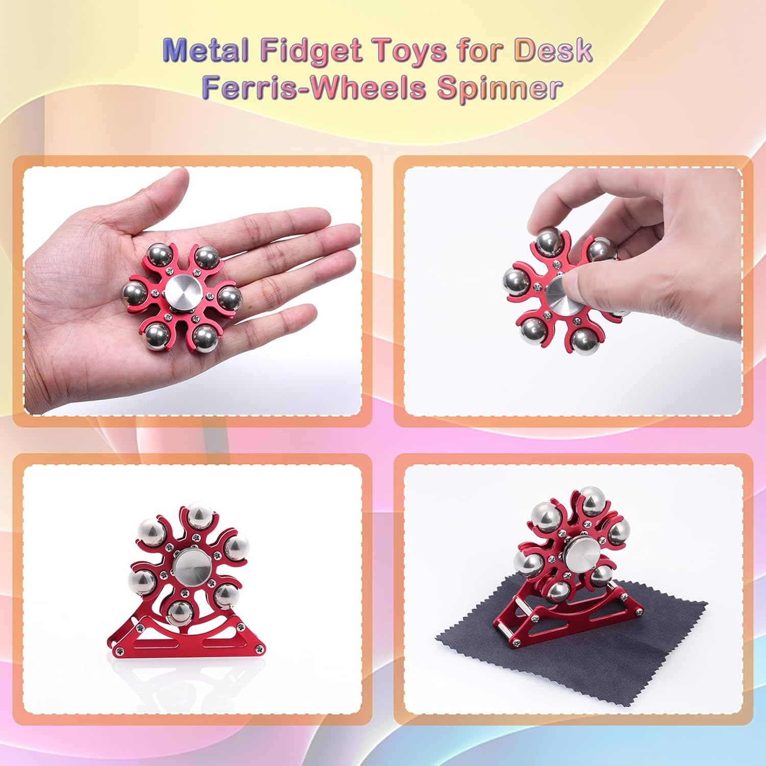 Desk-Fidget-Toys Ferris-Wheels-Spinner: Metal Kinetic-Fidget-Spinner 4mins, EDC-Toy Cool-Gadgets for School Office Christmas, ADHD Tools Gift Cool-Stuff Stress Relief Gift for Kid Children Teen Adult