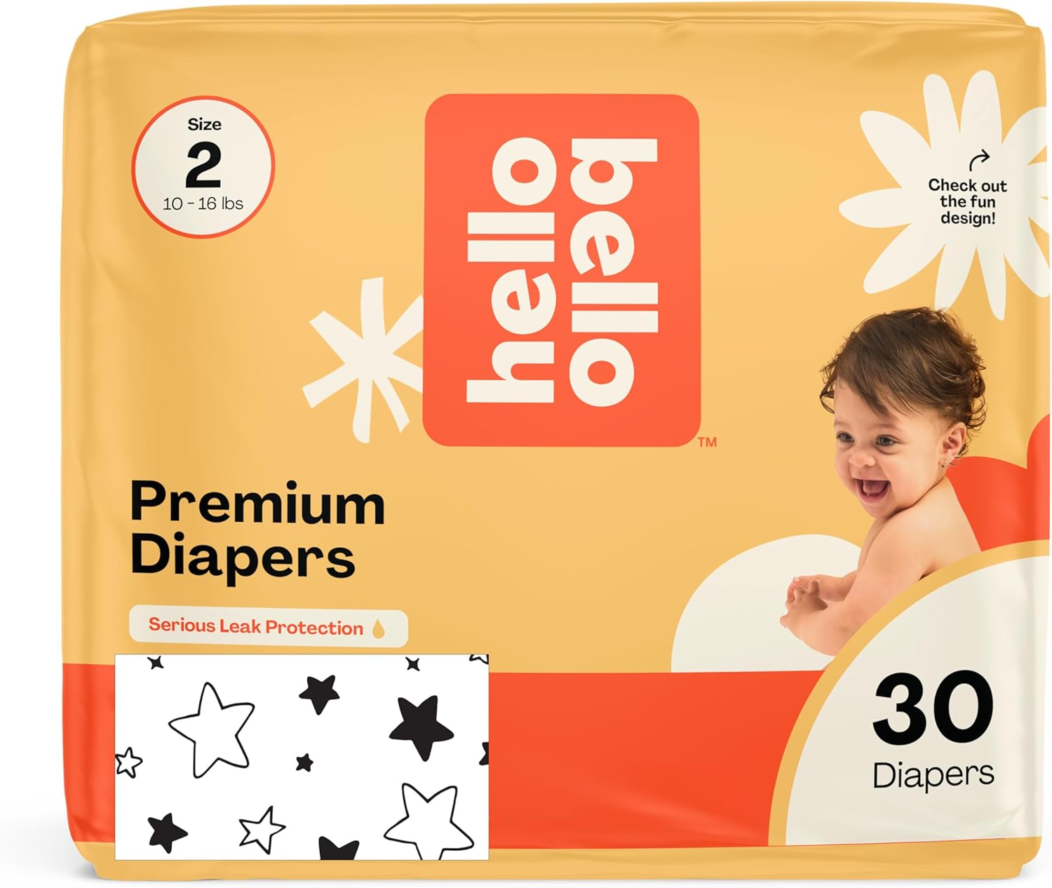 Hello Bello Diapers, Size 2 (10-16 lbs) Superstars, 30 Count of Premium Disposable Baby Diapers, Hypoallergenic with Soft, Cloth-Like Feel