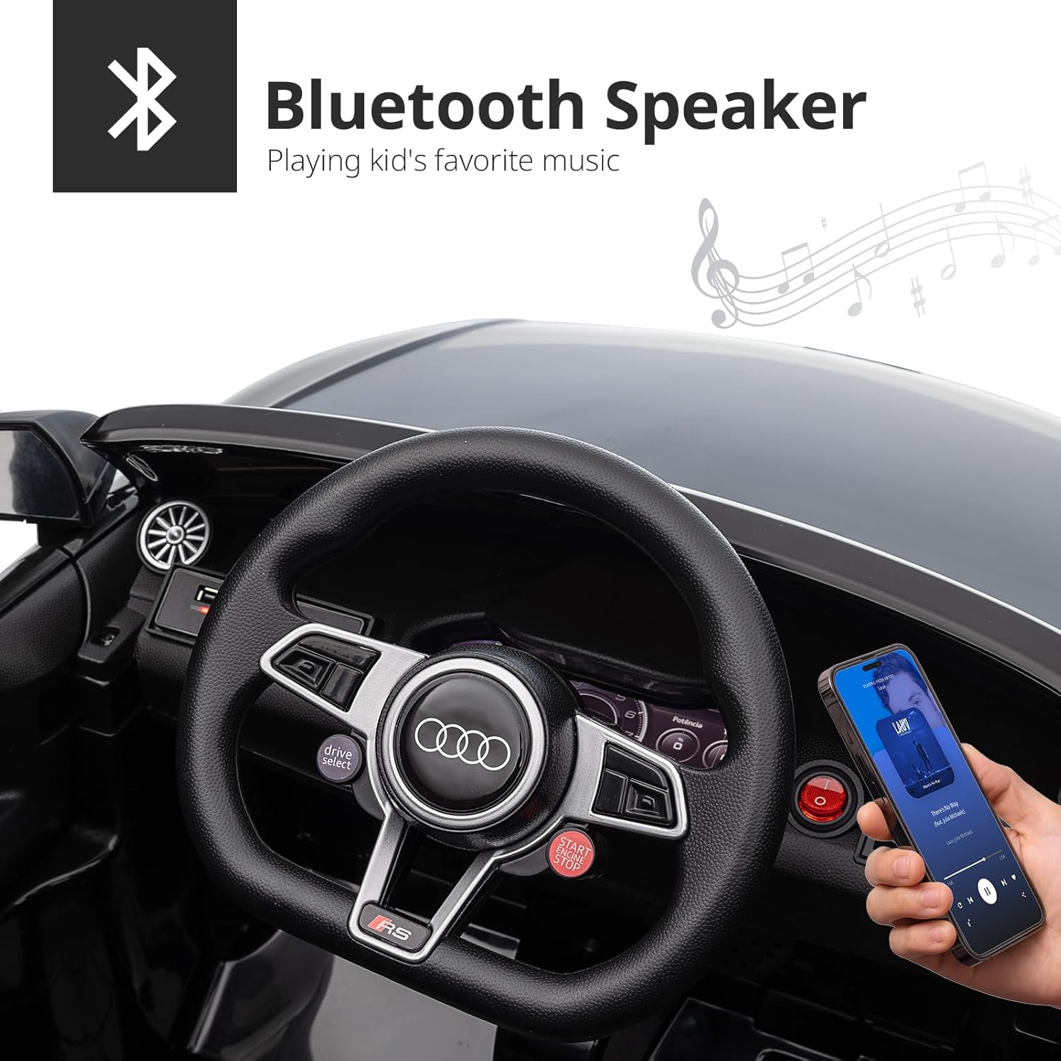 Licensed Audi Electric Kids Car, 12V Kids Ride-on Toy Car for Toddlers w/Remote - Black