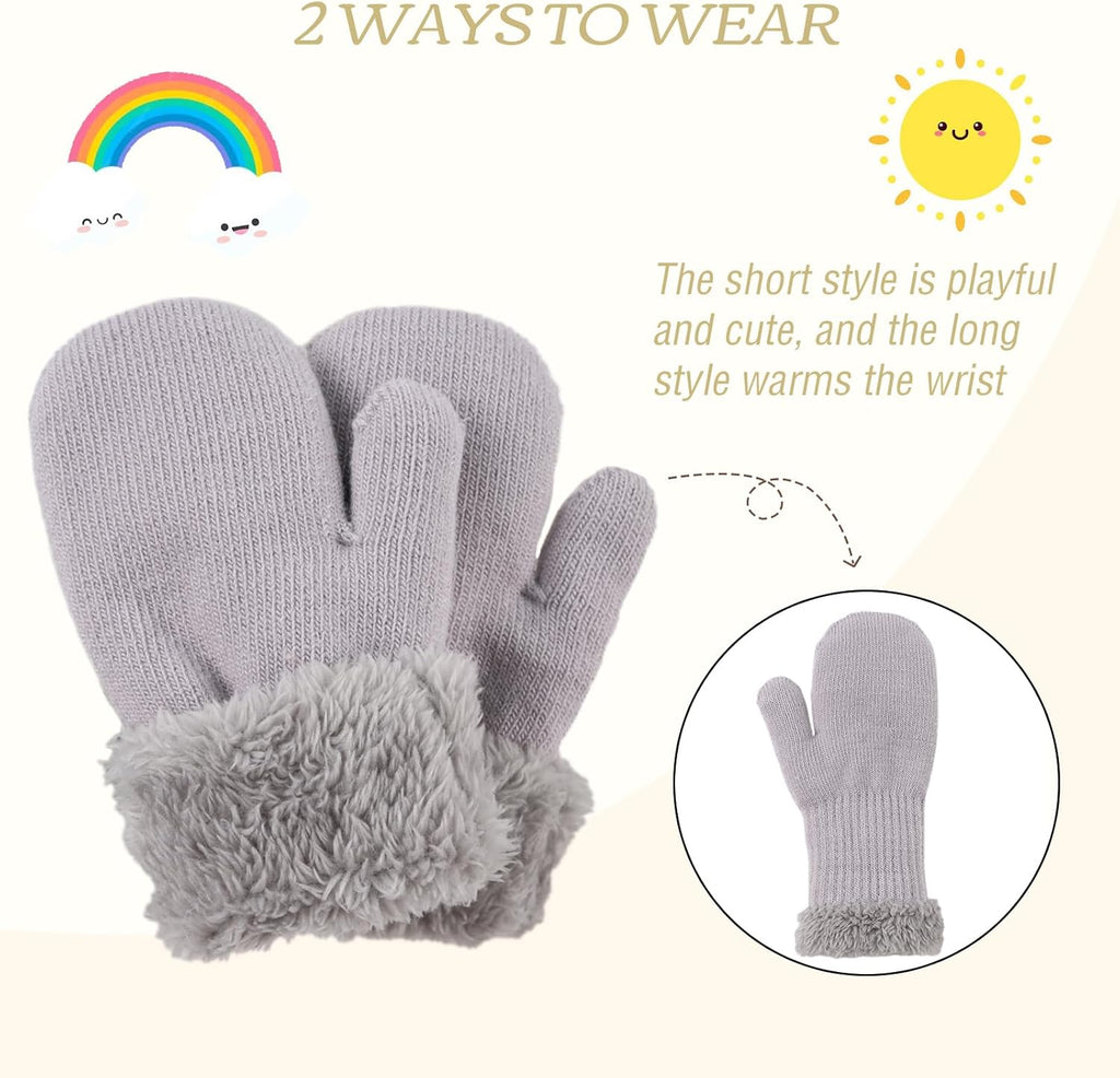 PESAAT Baby Girl Mittens Fleece Toddler Boy Mittens Warm Kids Winter Gloves Unisex Cold Weather Baby Gloves
