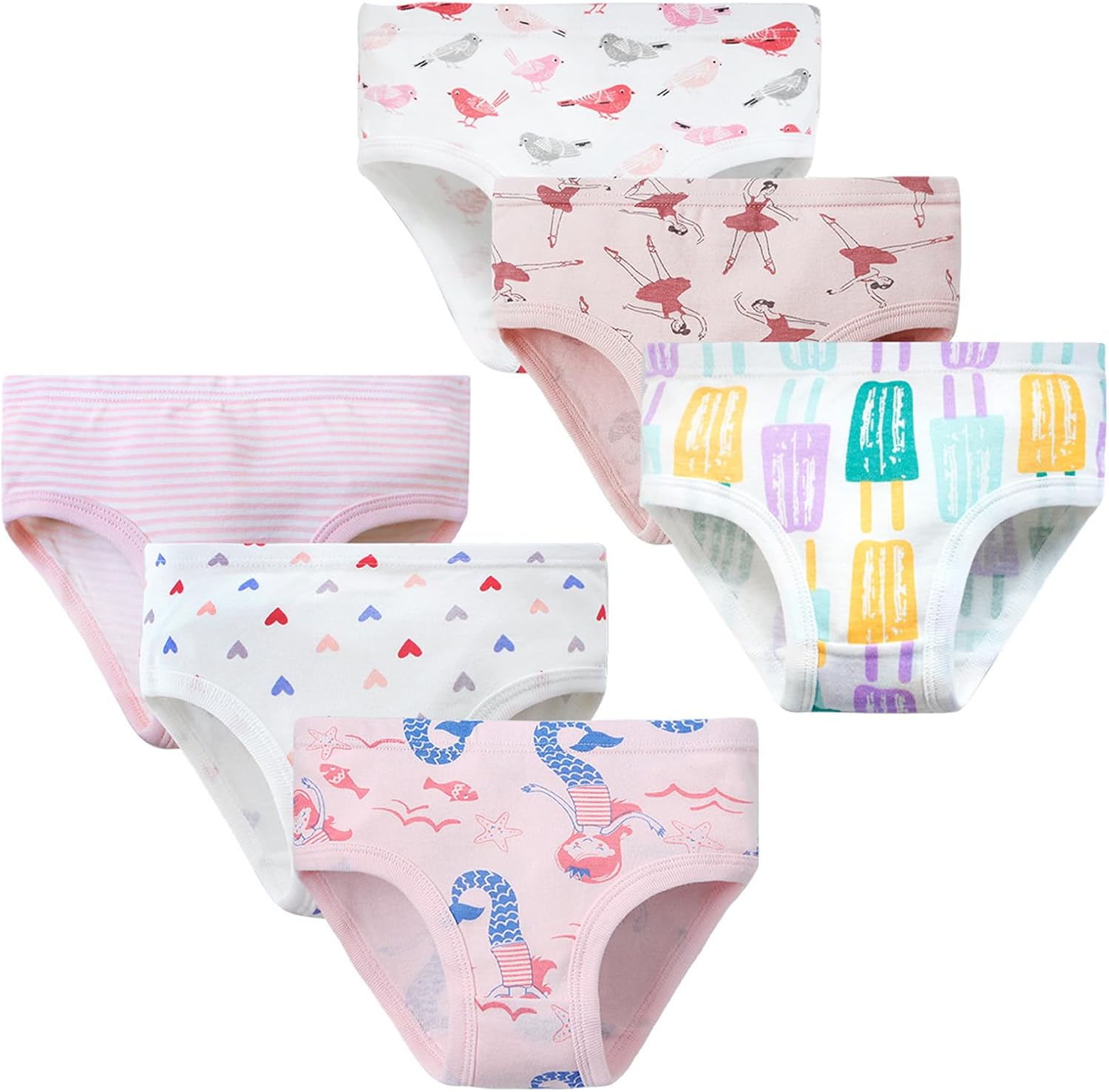 Little Girls' soft and breathable Comfort Panty Briefs Toddler Undies and Cotton Bikini Underwear Multipacks