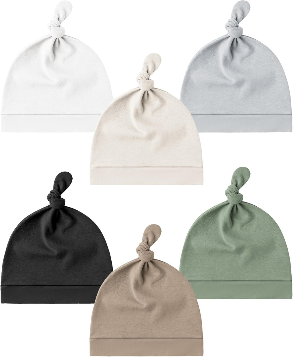 Konssy 6 Pack Baby Newborn Hats Set Knot Beanie Hats Soft for Infant Baby Girls Boys Caps 0-6 Months