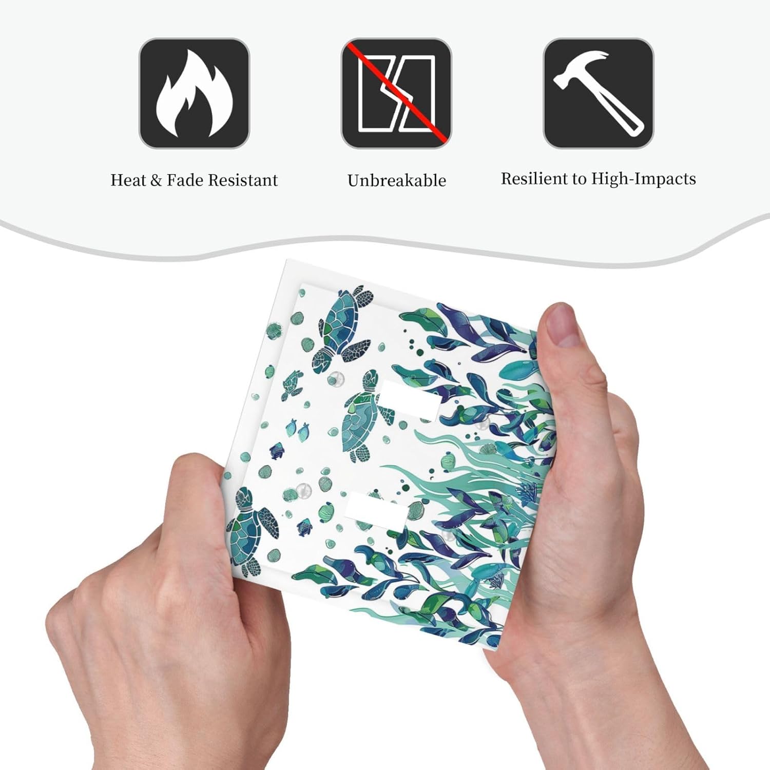 Decorative Switch Plates Vibrant Turtle Seagrass Watercolor Painting 2 Gang Double Toggle Outlet Light Switch Cover Wall Plate Electrical Faceplate for Bathroom living Room Decor