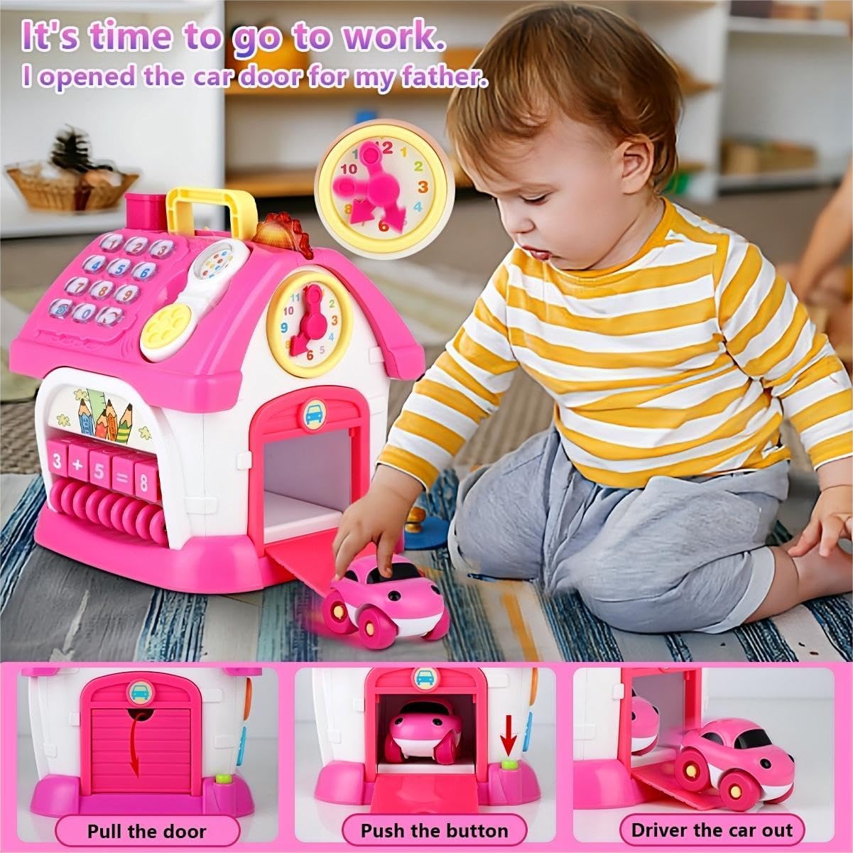 OKREVIEW Toys for 1+ Year Old Girls - Montessori Musical Toys for Toddlers Age 1-2, 8-in-1 Multi-Functional Music House with Sound, Lights, Music, Great Gifts for 1+ Year Old Girls Birthday Xmas