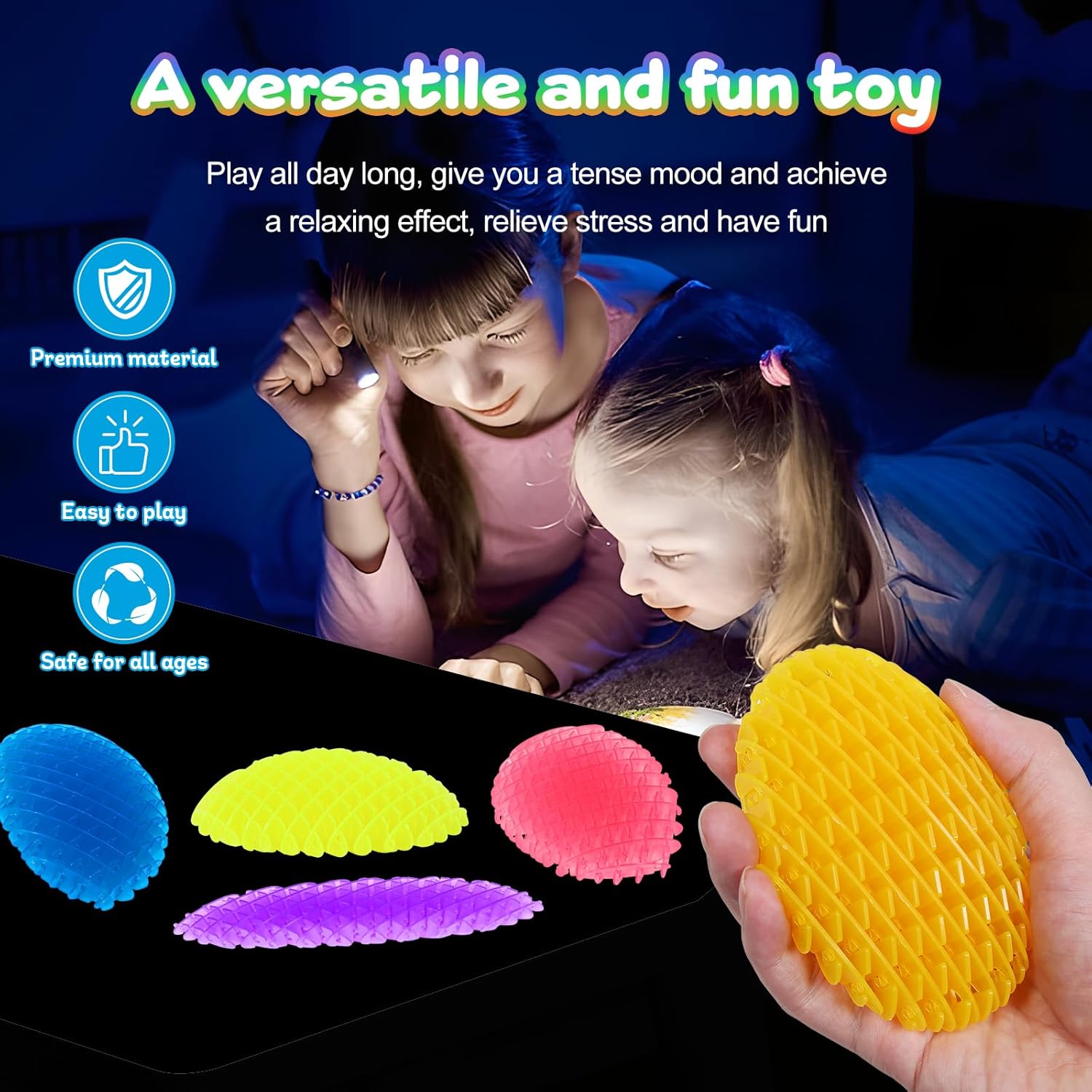 Night Glow Worm Fidget Toy, Funny Pocket Fidget Toy, Stress Relief Toy, Resistance Fidget Toys Sensory Stress Anxiety Relief Toys for Kids Adults (Green)