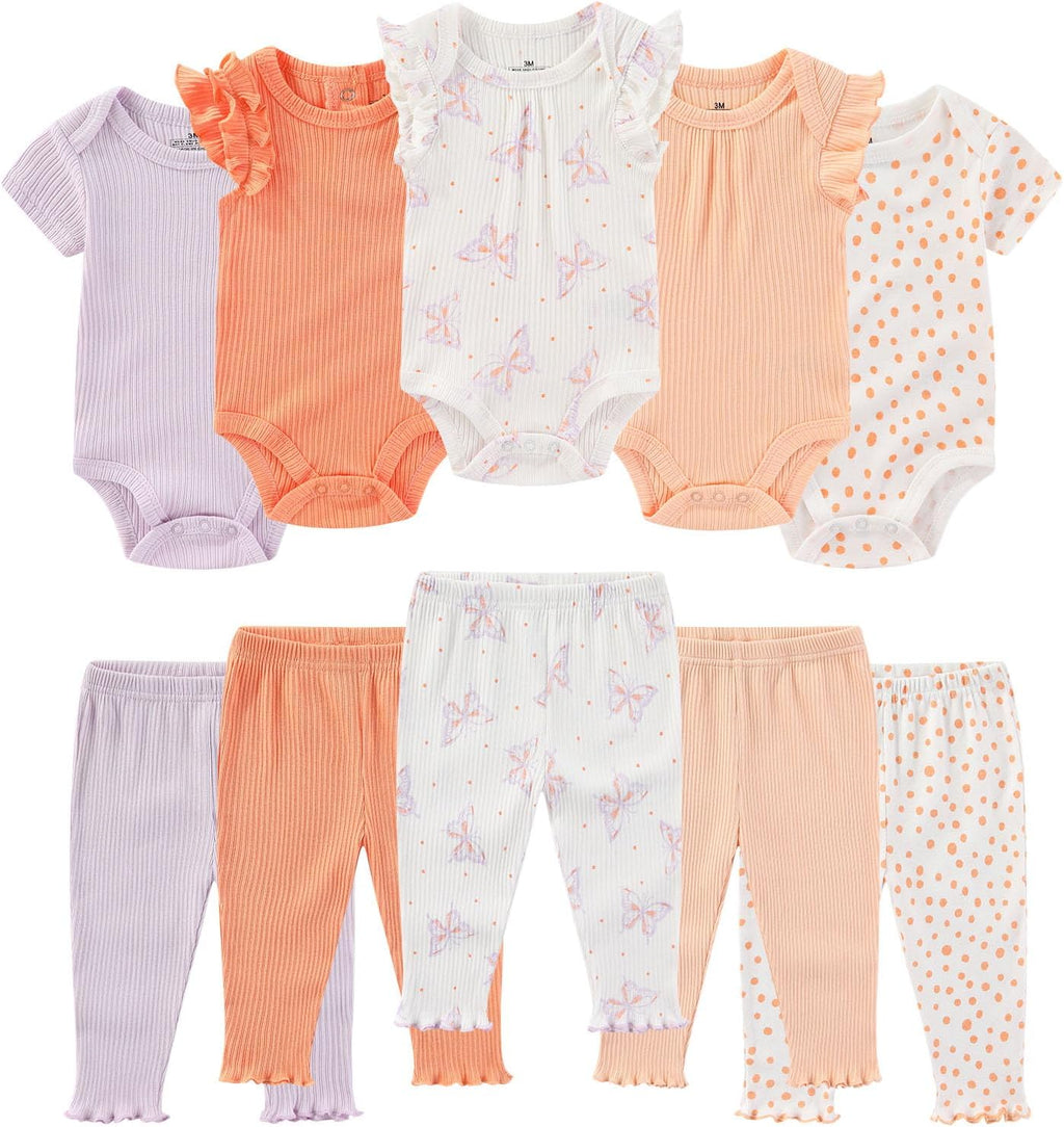 Baby Bodysuit and Pant Set Summer Ribbed Mix Match Infant Boy Girl Clothes Outfits