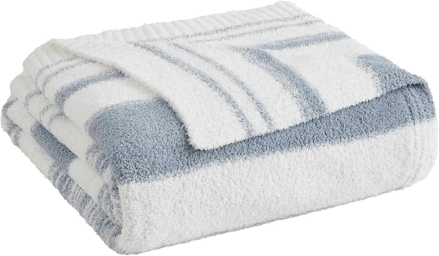 WRENGONGE Grey Blue Throw Blanket, 50x70 Soft Cozy Striped Throw Blankets for Couch, Sofa, Bed, Travel, Lightweight Fluffy Warm Plush Decorative Blankets for Women, Men,Kids Gift