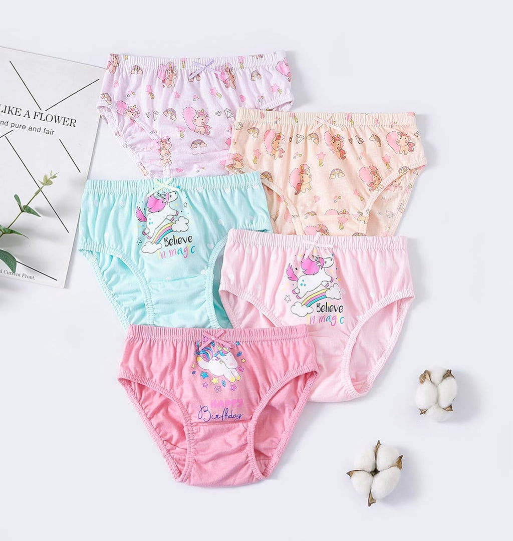 CHUNG Toddlers Little Girls Cotton Briefs Panties Pack of 5/6 Print Underwear 2T-10Years