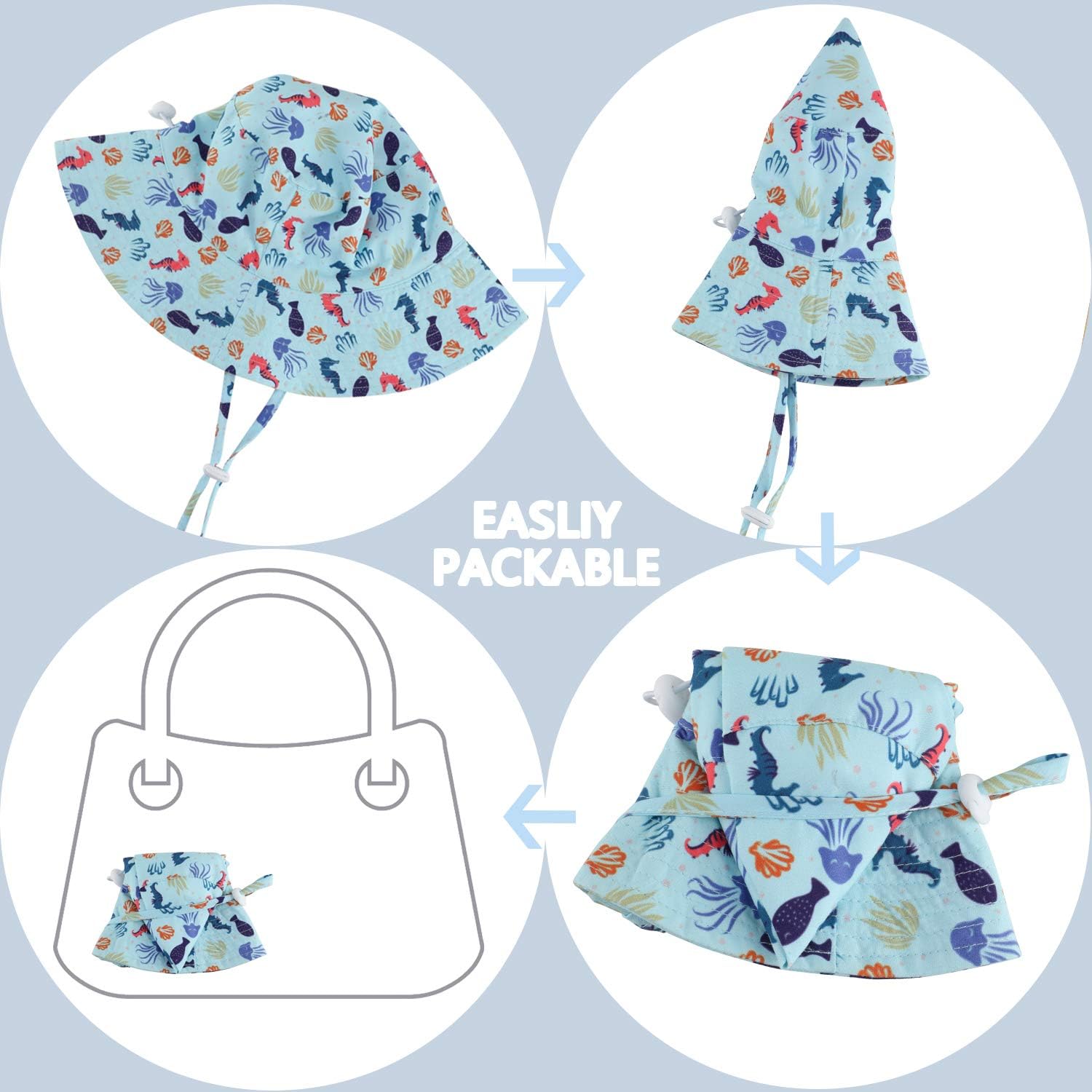 Baby Sun Hat Toddler Beach Swim Hats UPF 50+ Summer Bucket Hat Kids Infant Wide Brim Adjustable Sun Hat for Baby Boy Girls