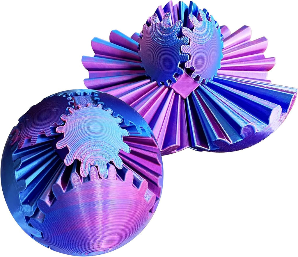 Gear Ball, Gear Sphere, 3D Printed Gear Ball Spin Ball or Cube Fidget Toy, Stress Ball, Fidget Ball, Gear Toy for Stress and Anxiety Relaxing (Color C)