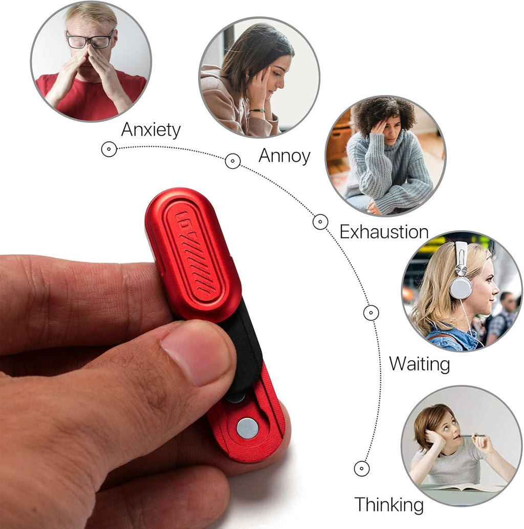 Mini Fidget Slider, Metal Card Fidget Slider Fidget Keychain Fidget Blocks Kit Adult Anxiety Anti Stress (#1 - Red)