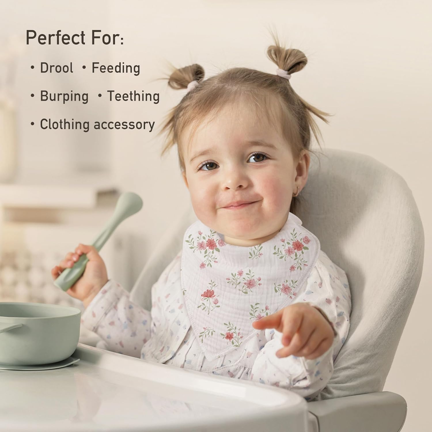 Muslin Baby Bibs 8 Pack, Baby Bandana Drool Bib for Drooling and Teething, Cotton Soft Absorbent for Girls Boys