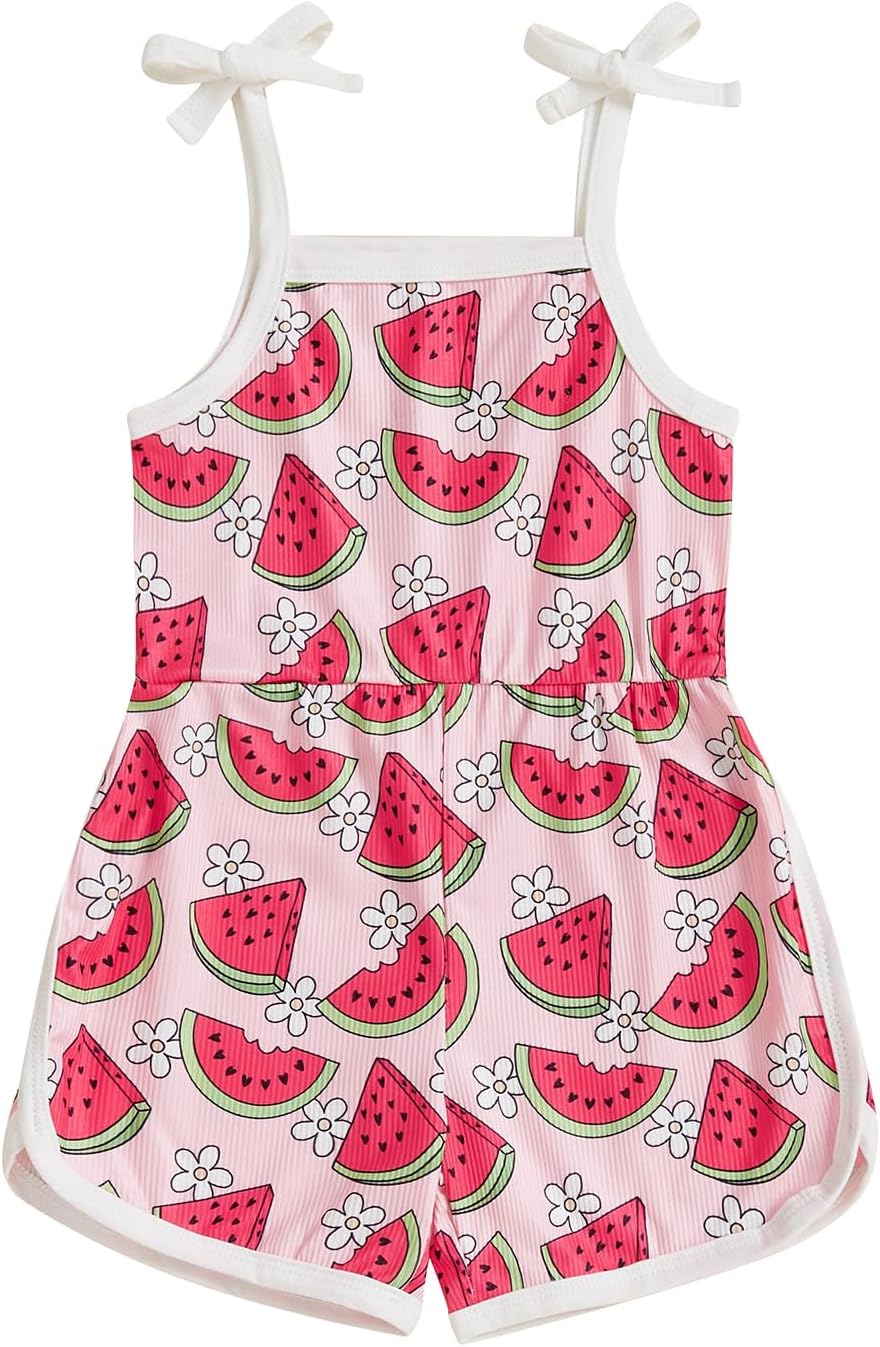 WZTYYDS Toddler Baby Girl Summer Clothes Floral Romper Tie-Up Strap Halter Jumpsuit Infant Summer Sling Playsuit 6M-3T