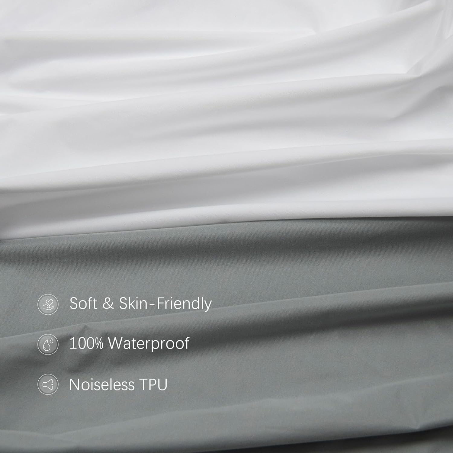 Crib Sheets Waterproof 2 Pack, Crib Mattress Protector, Toddler Fitted Crib Sheet Neutral, Ultra Soft & Breathable Toddler Bed Sheets for Boys and Girls, Grey & White