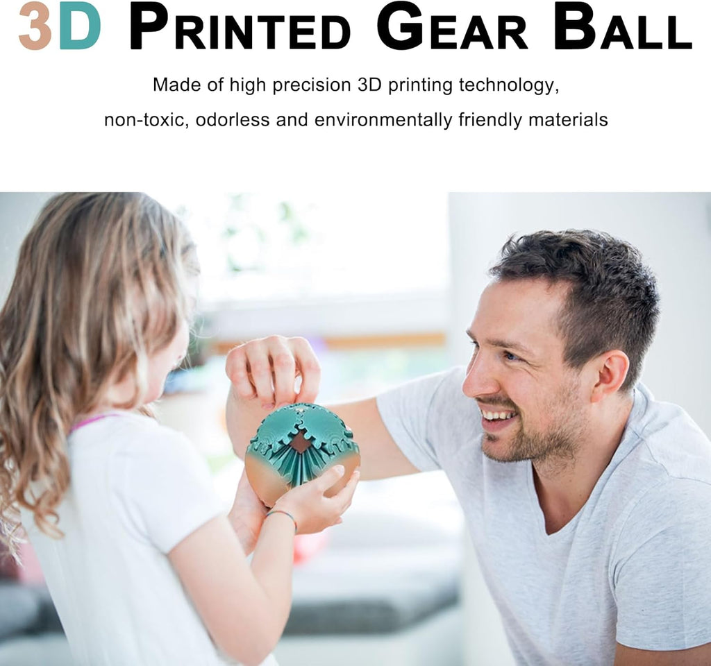Gear Ball 3D Printed gear sphere fidget Rotating Ball Cube Gadgets, gear sphere ball for Work or Travel Stress Toys Gear fidget toys, Stress and Anxiety Relief Gear Toys(Blue violet green, 8CM/3.15in)