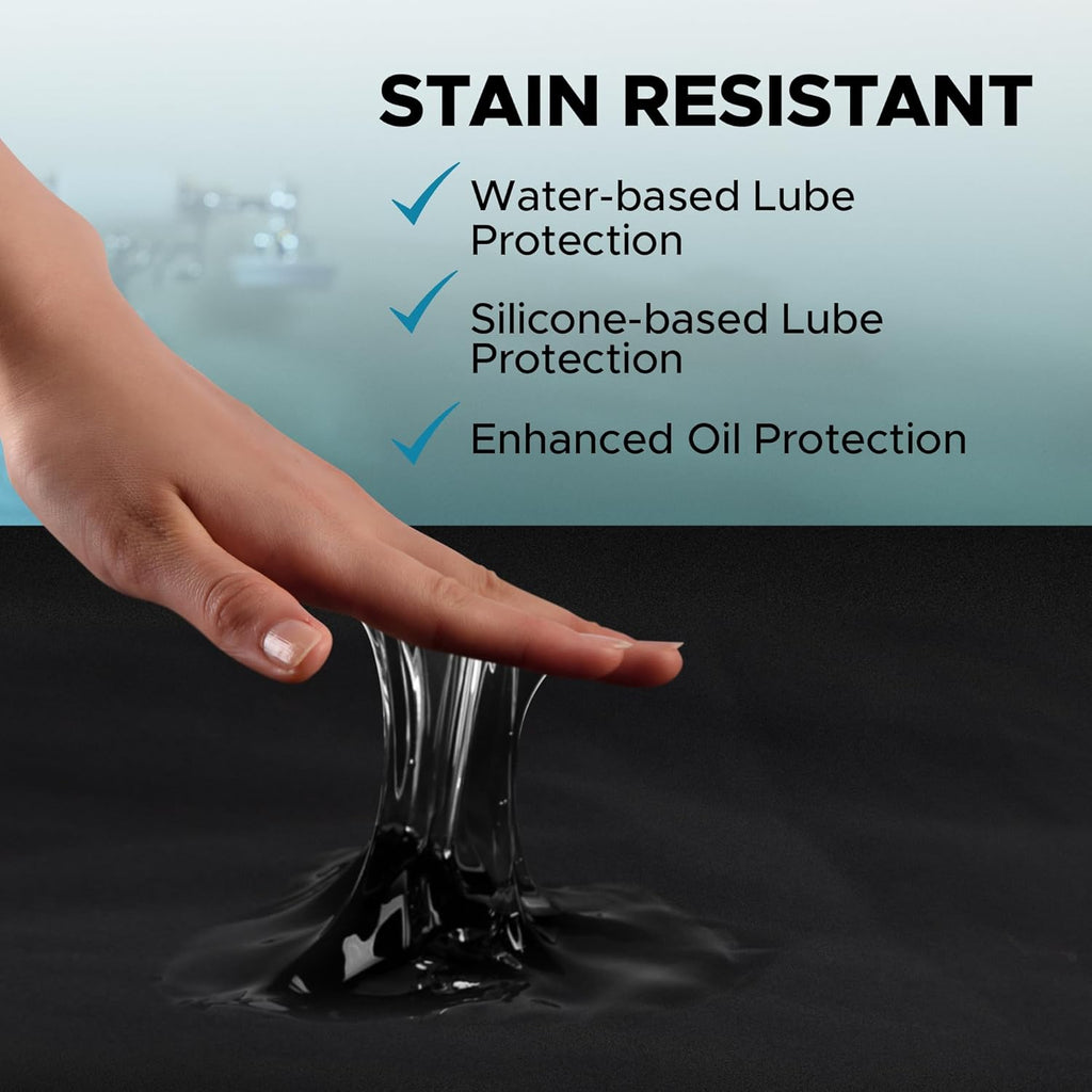 Black Waterproof Flat Play Sheet (79”x79”), Anti-Slip Mattress Topper with Strengthened Grip, Protector Cover, Safe with Oil, Water, & Silicone-Based Massage Products, Hypoallergenic, Machine Washable