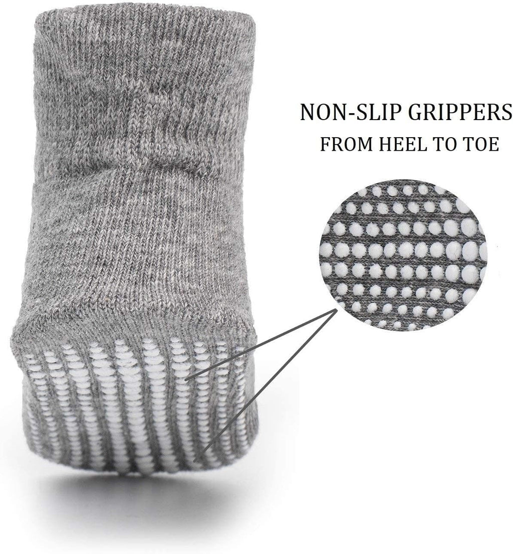 Zaples Baby Non Slip Grip Ankle Socks with Non Skid Soles for Infants Toddlers Kids Boys Girls