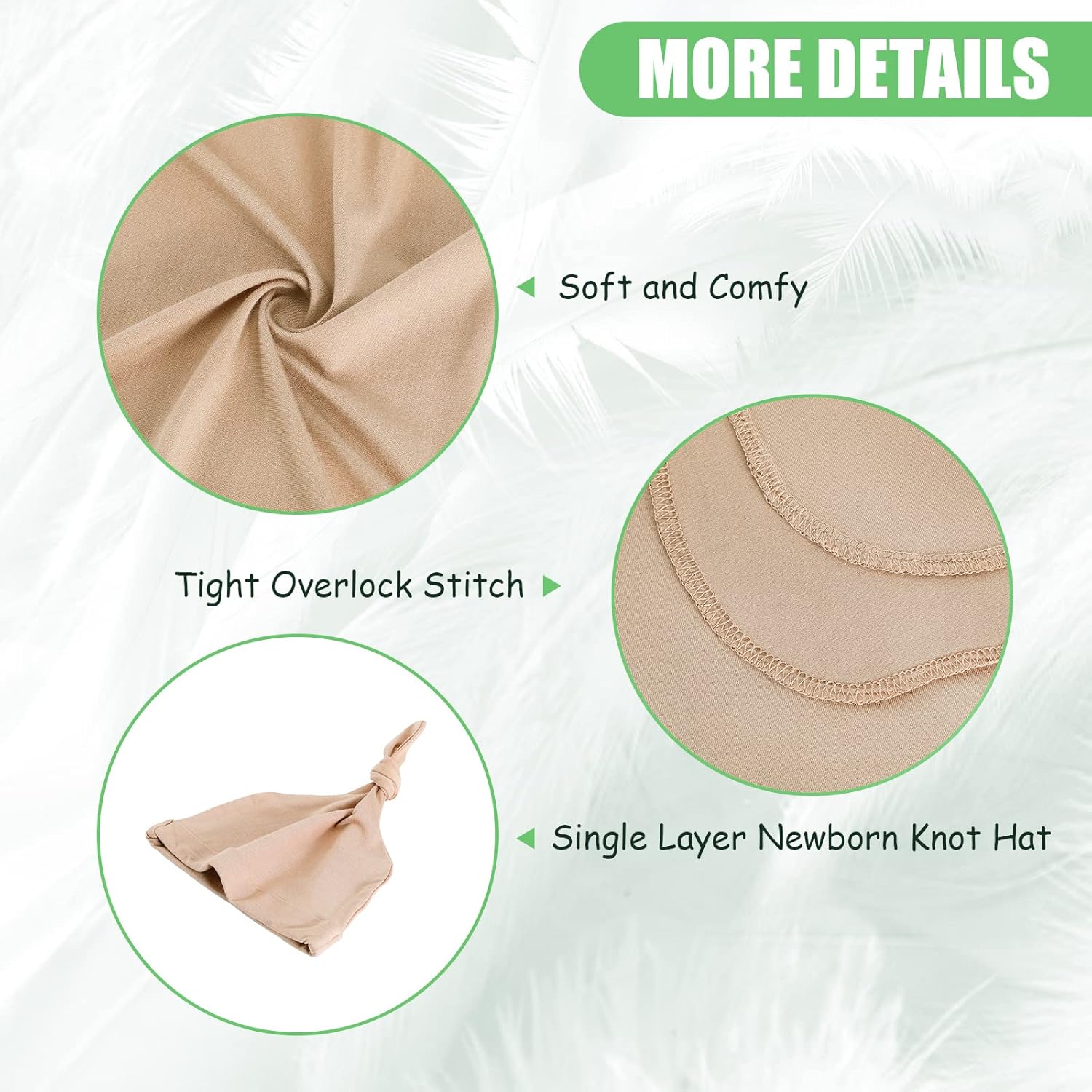 iEvolve Cotton Knitted Baby Swaddle Blanket with Hat Headband Set Newborn Swaddle Wrap Receiving Blankets for Baby Girl Boy 45" x 45"(Beige)