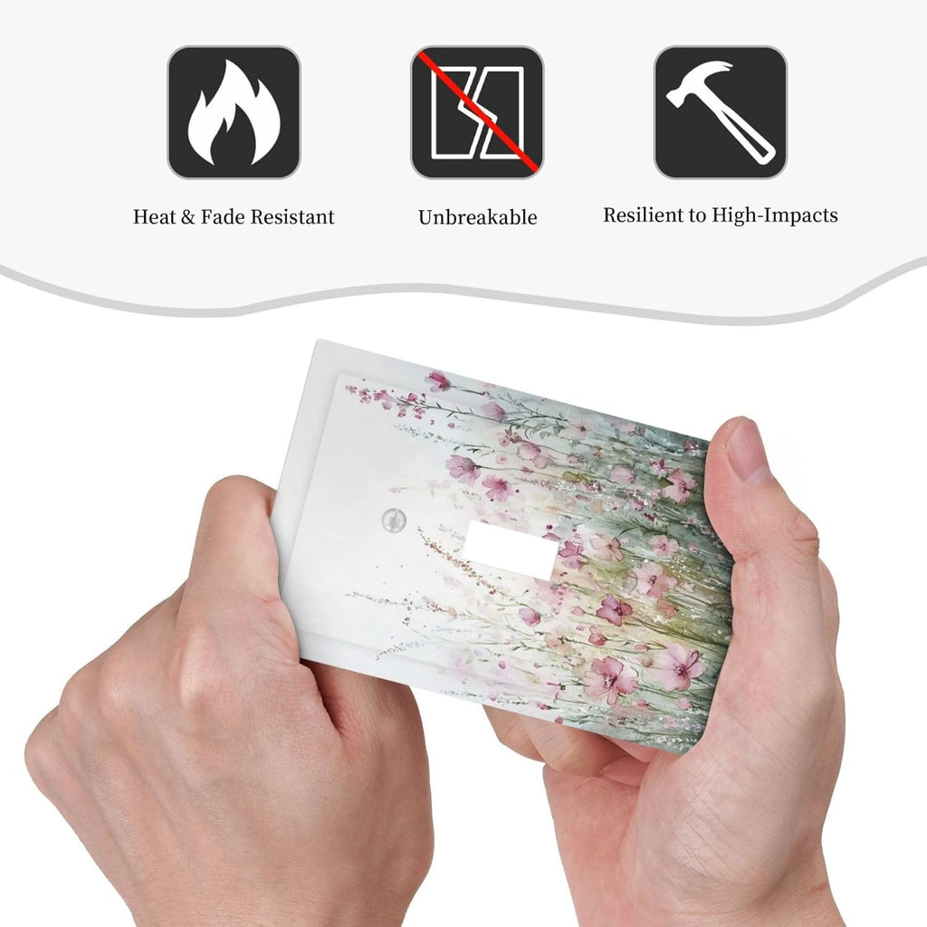 Decorative Light Switch Cover Wildflower Botanical Watercolor Floral 1 Gang Single Toggle Device Electrical Faceplate Switchplates Decorator Outlet Wall Plate For Bed Room Living Room