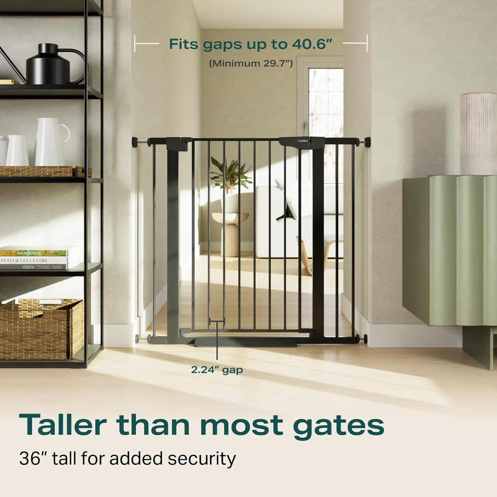 Cumbor 36" Extra Tall Baby Gate for Dogs and Kids with Wide 2-Way Door, 29.7-40.6" Width, and Auto Close Personal Safety for Babies and Pets, Fits Doorways, Stairs, and Entryways