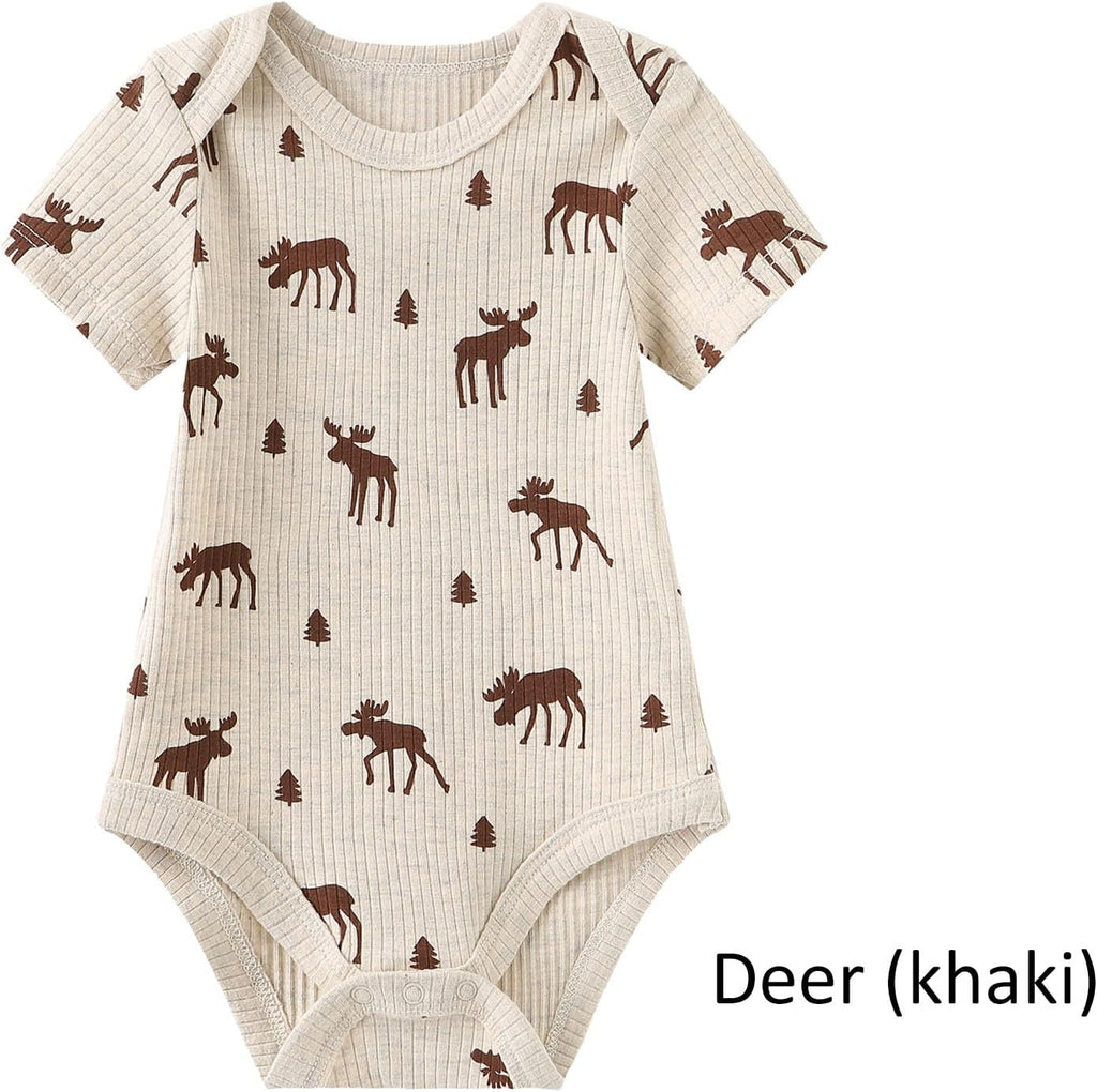 Baby Bodysuit and Pant Set 6-pcs Ribbed Soft Infant Boy Girl Clothes Outfits