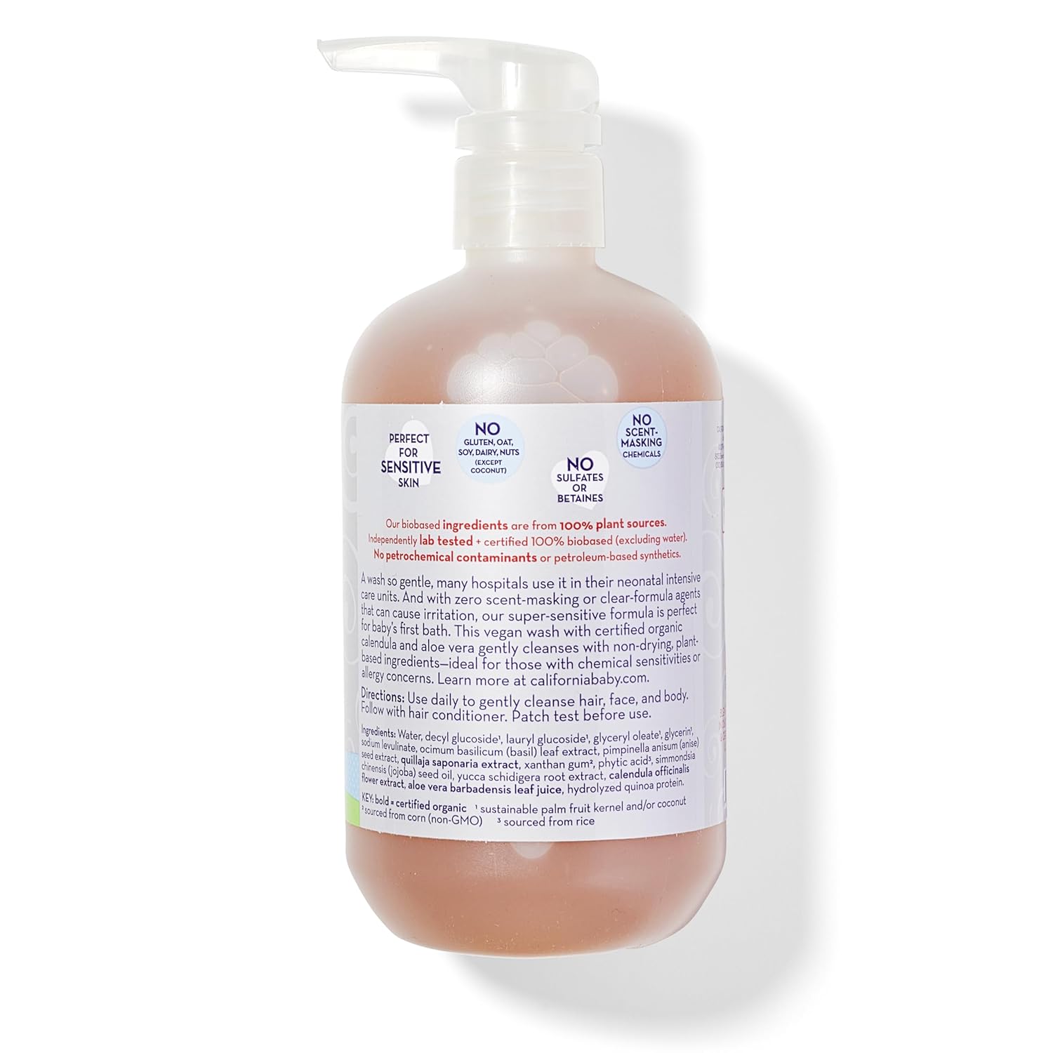 California Baby Super Sensitive Baby Shampoo and Body Wash | 100% Plant-Based | Gentle Fragrance Free Shampoo | Hypoallergenic | 19 Ounce (Pack of 2)