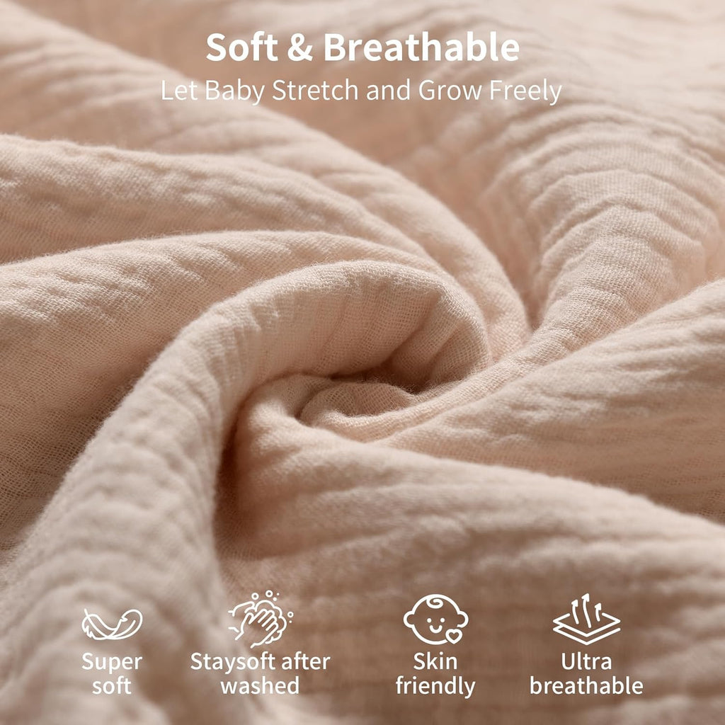 Muslin Swaddle Blankets for Newborn, 2 Pack Breathable Soft Receiving Blanket, Large 41 x 41 inches Swaddle Wrap Burping Clothes, Essentials Infant Shower Items. (Beige & White)