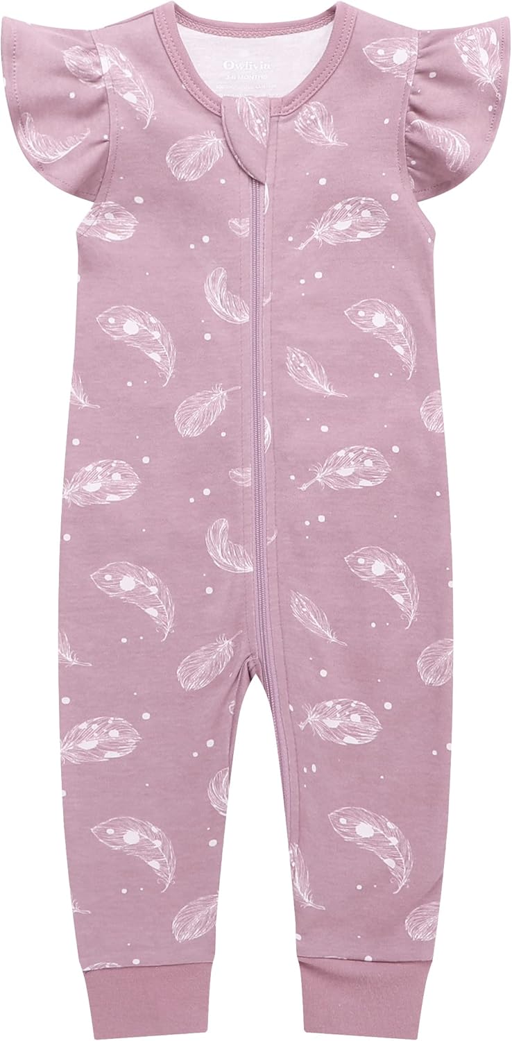 Owlivia Baby Boy Romper, Unisex Short-sleeve Summer Outfit, 100% Organic Cotton Girl One-Piece Jumpsuit