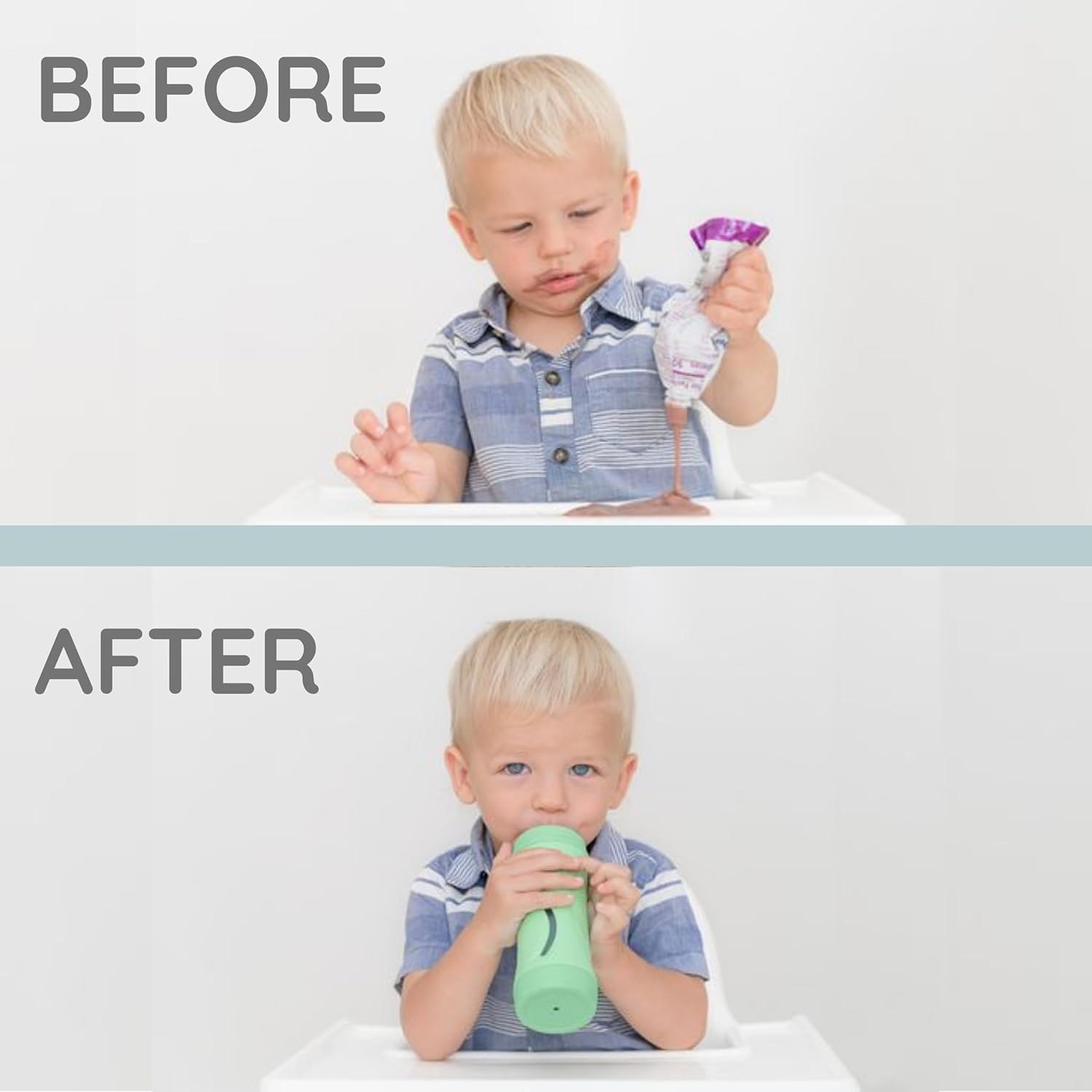 Subo Baby Food Bottle | No Mess Squeeze-Free Toddler Self Feeder | Feeding Bottle to Replace Resuable Pouches | (Duck Egg Blue)